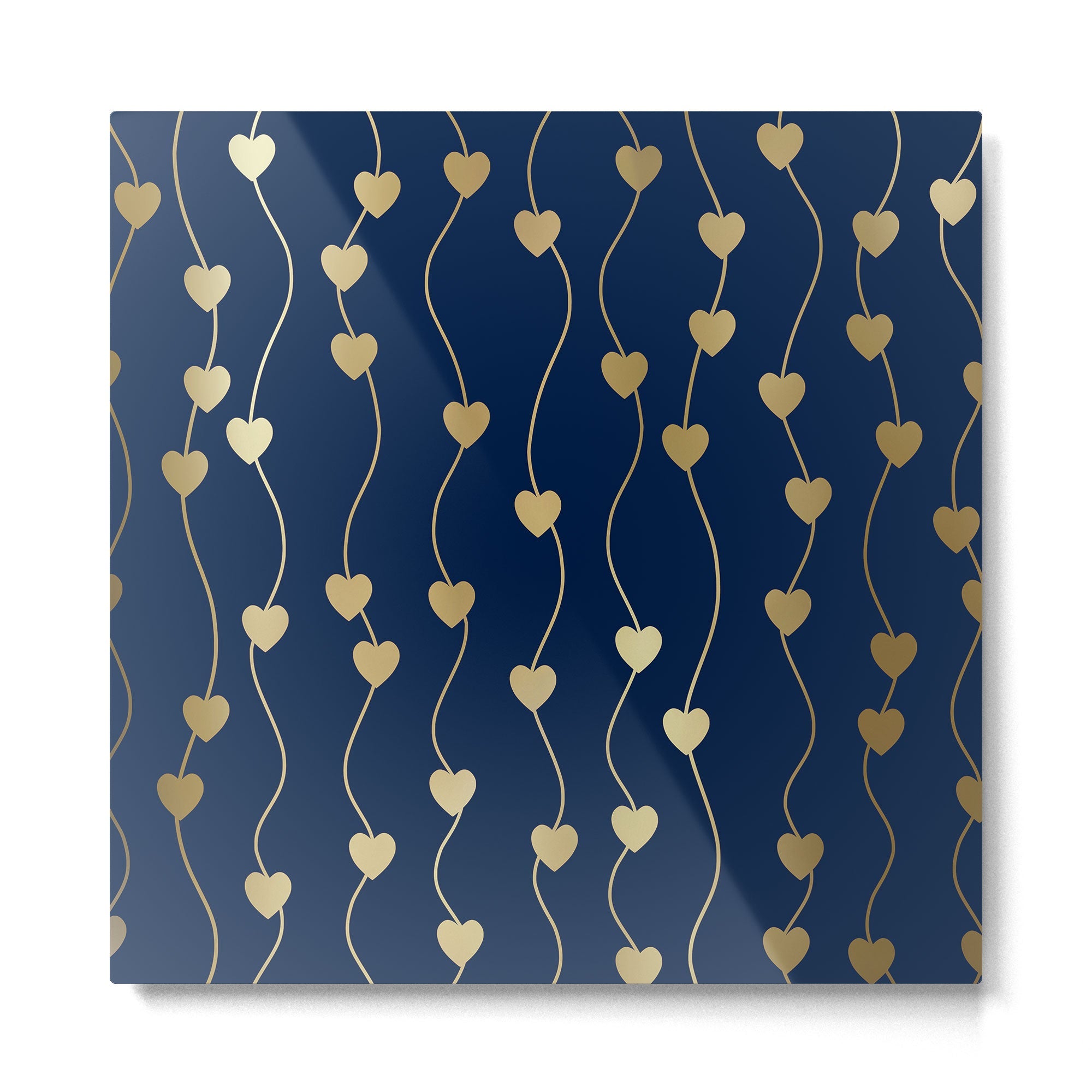 Heart Strings in Navy and Gold Metal Print | TeksDecor