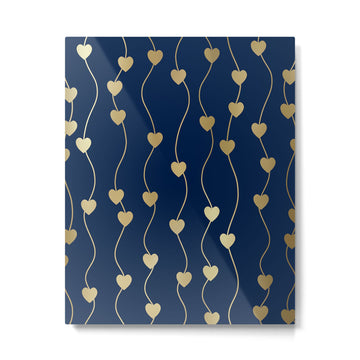 Heart Strings in Navy and Gold Metal Print | TeksDecor