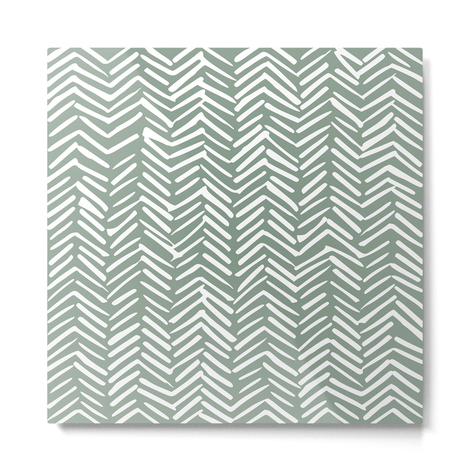 Herringbone, Green, Boho Art Metal Print | TeksDecor