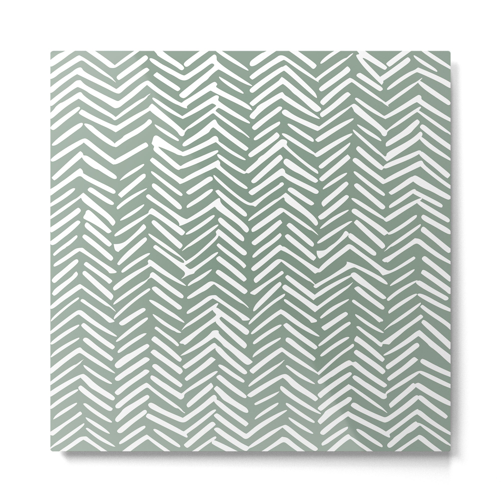 Herringbone, Green, Boho Art Metal Print | TeksDecor