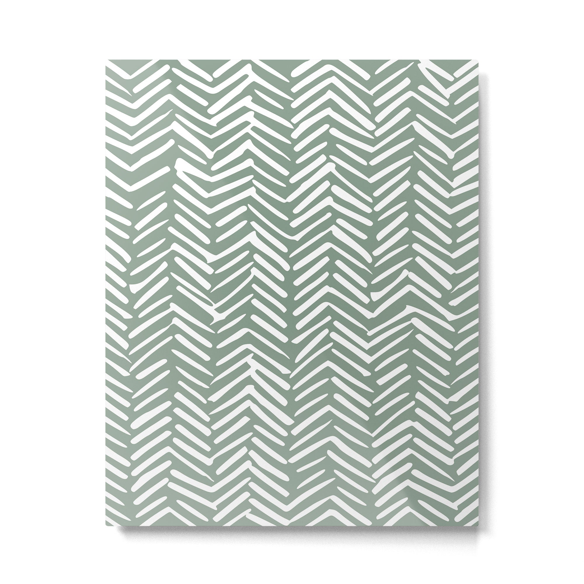 Herringbone, Green, Boho Art Metal Print | TeksDecor
