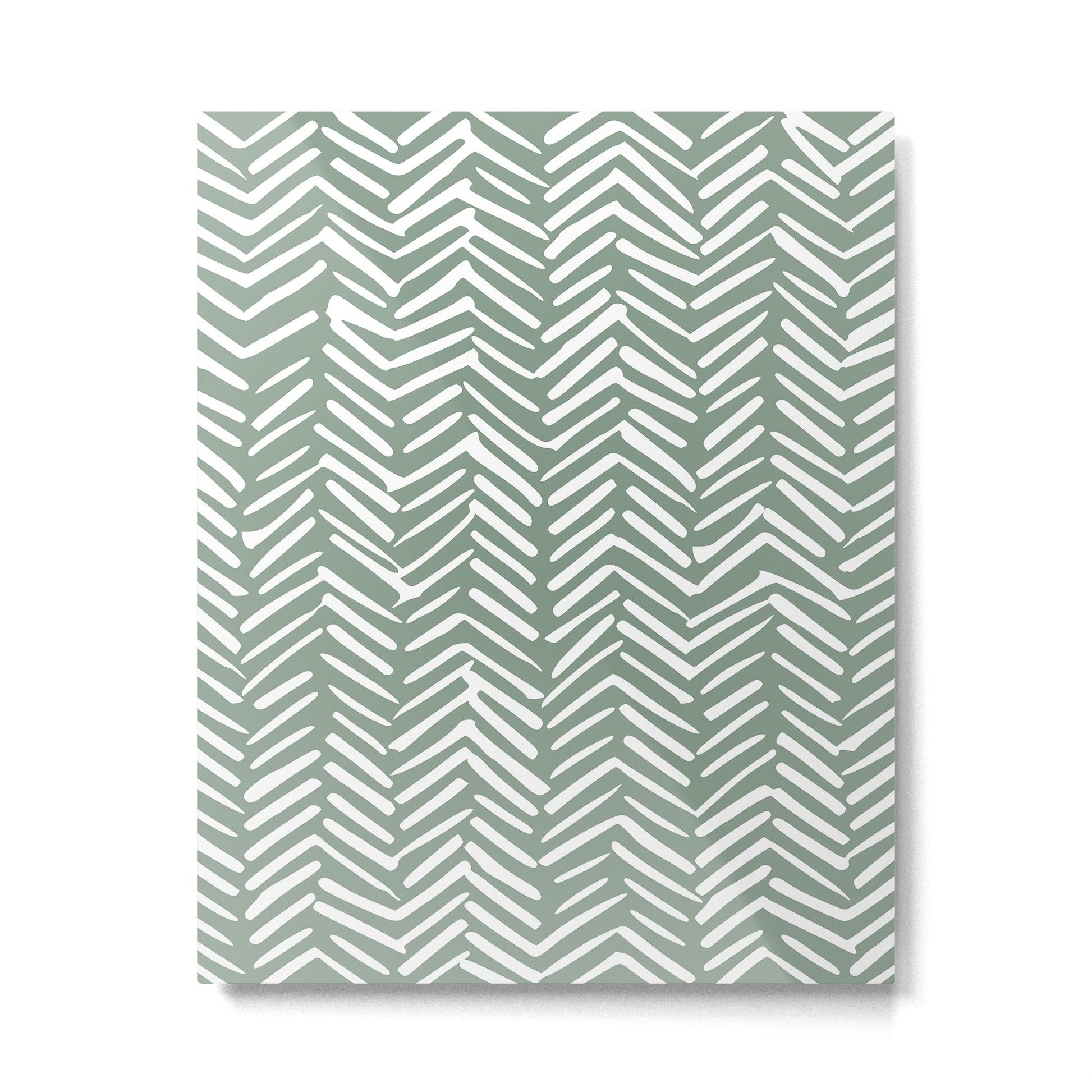 Herringbone, Green, Boho Art Metal Print | TeksDecor
