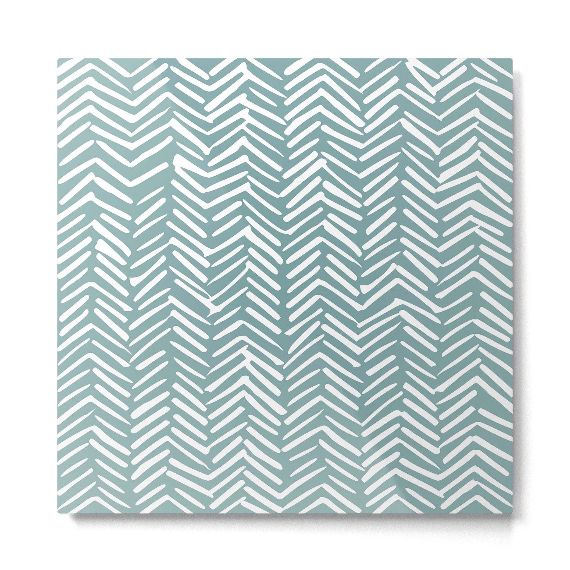 Herringbone, Teal, Boho Art Metal Print | TeksDecor