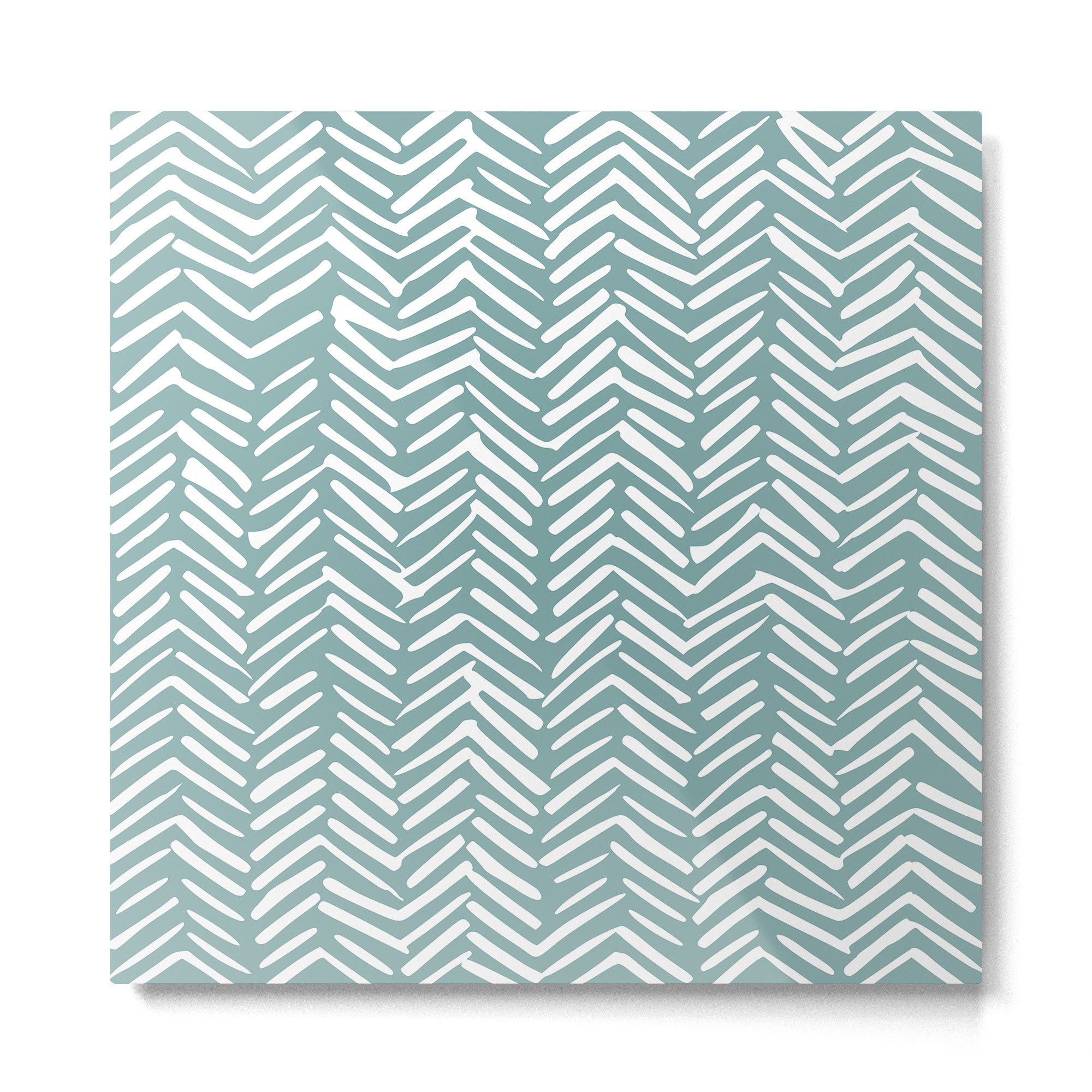Herringbone, Teal, Boho Art Metal Print | TeksDecor