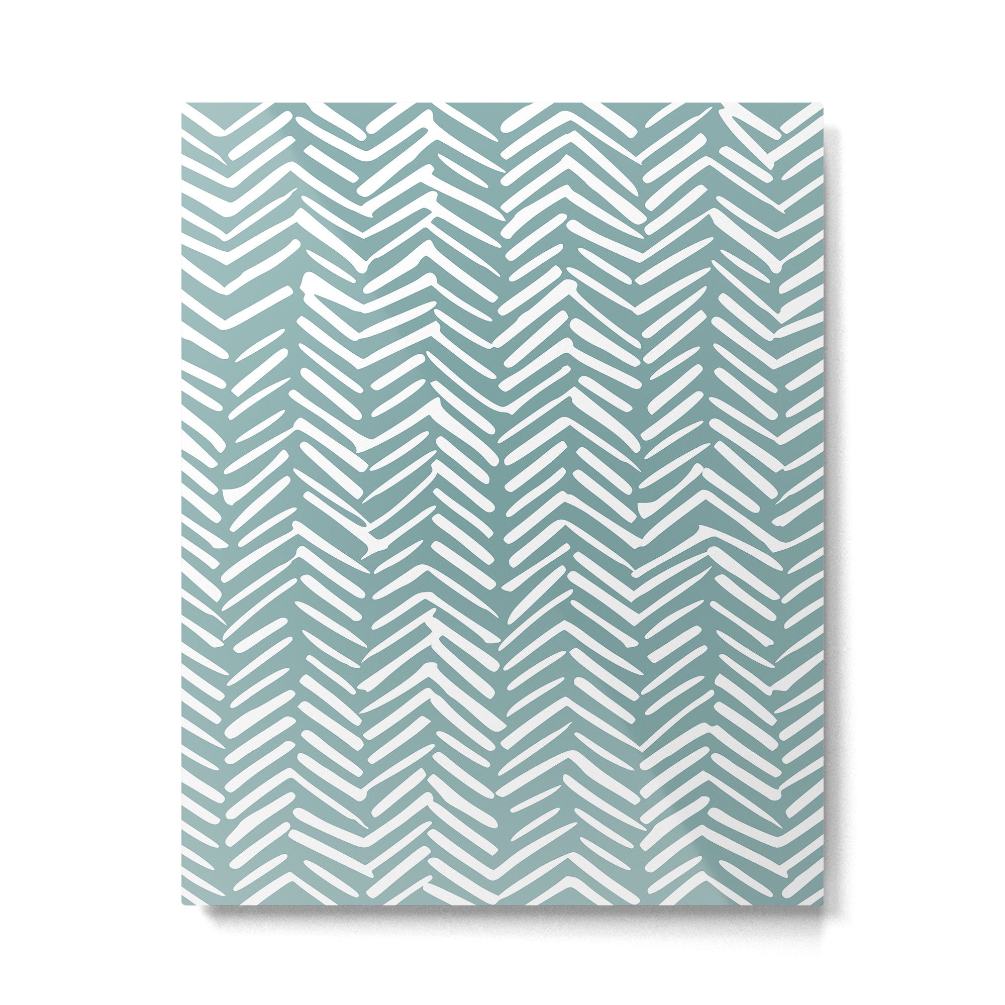 Herringbone, Teal, Boho Art Metal Print | TeksDecor