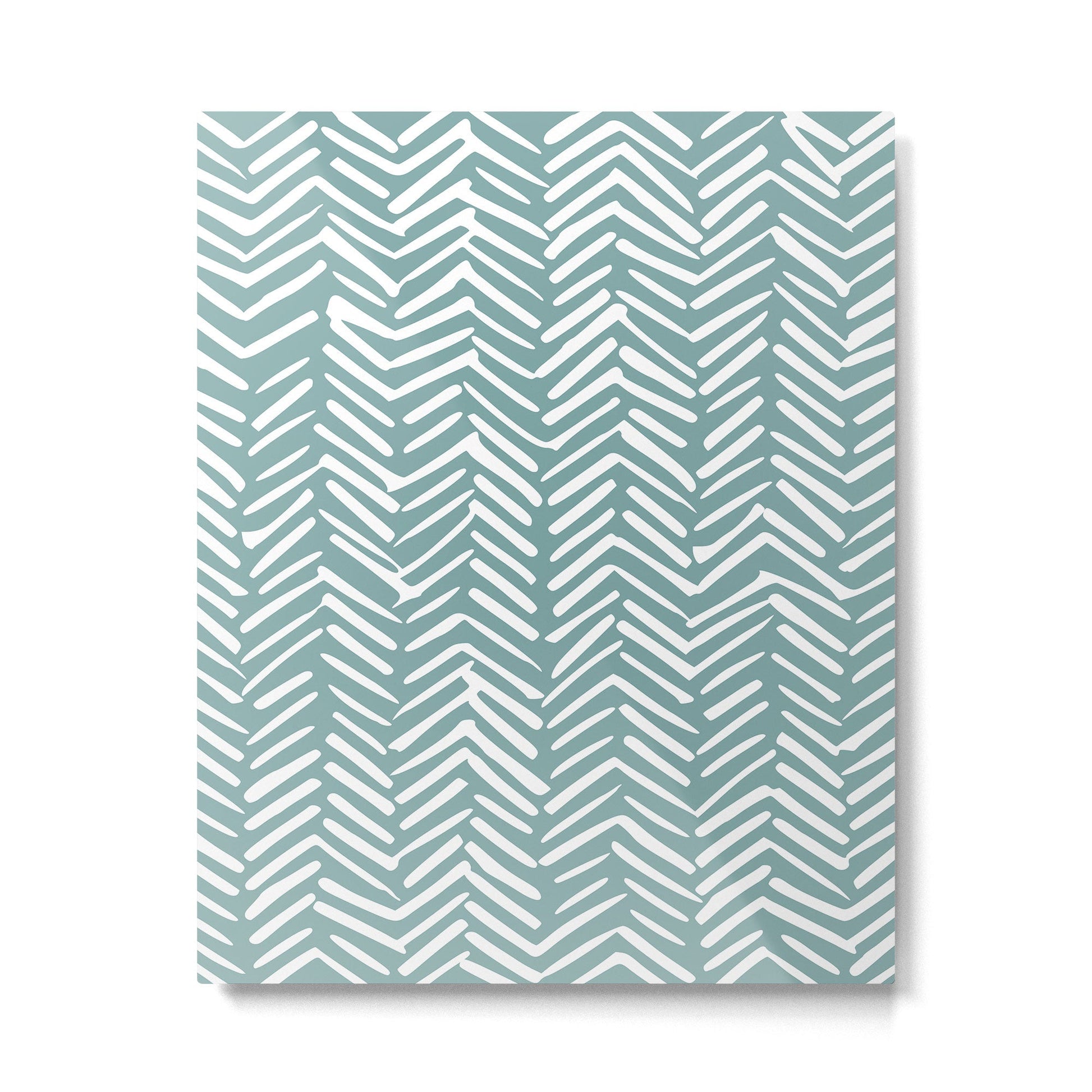 Herringbone, Teal, Boho Art Metal Print | TeksDecor