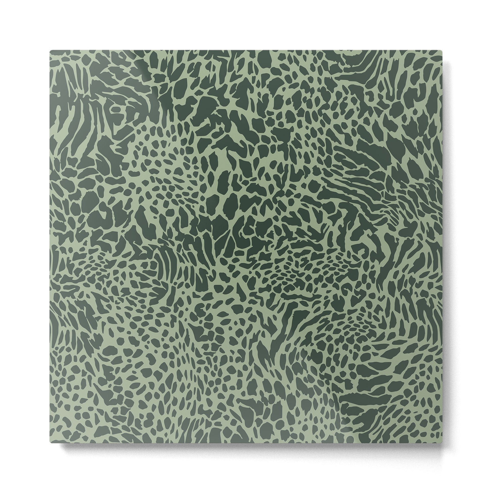 Leopard Print Pattern in Dark and Sage Green Metal Print | TeksDecor