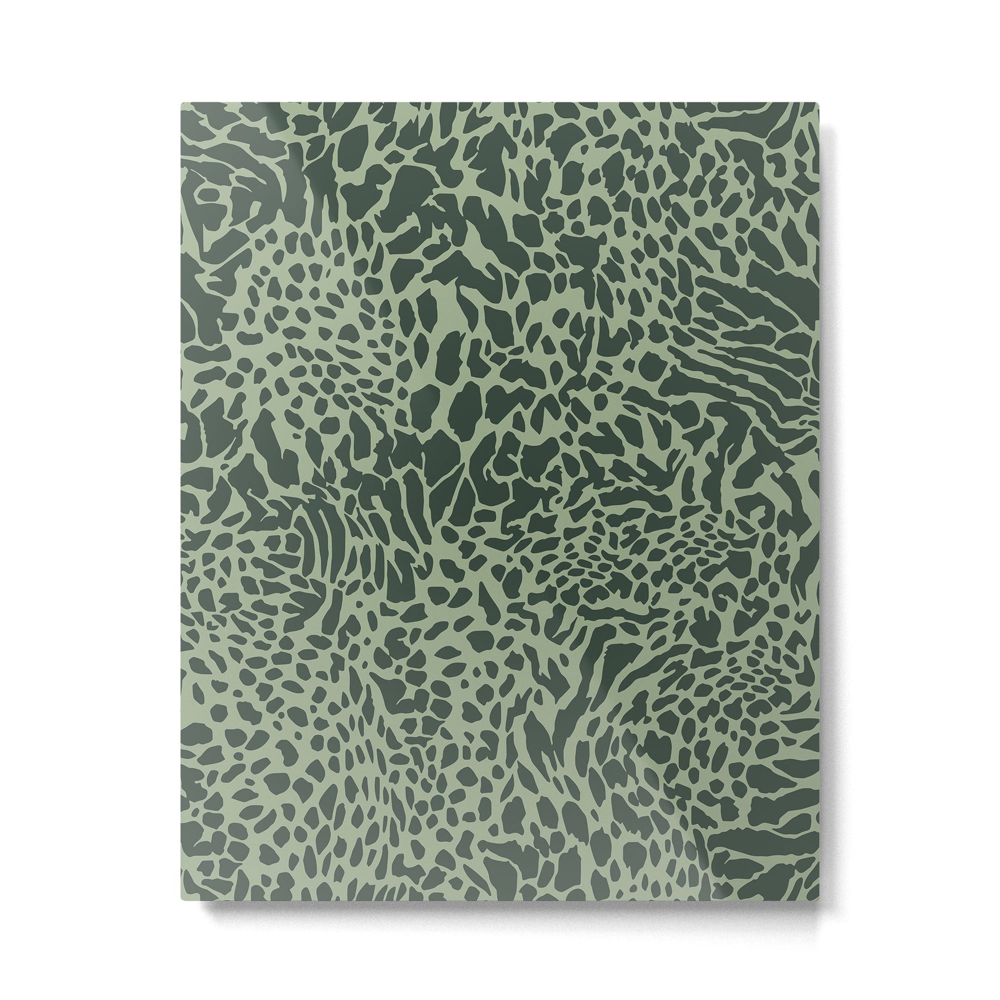 Leopard Print Pattern in Dark and Sage Green Metal Print | TeksDecor