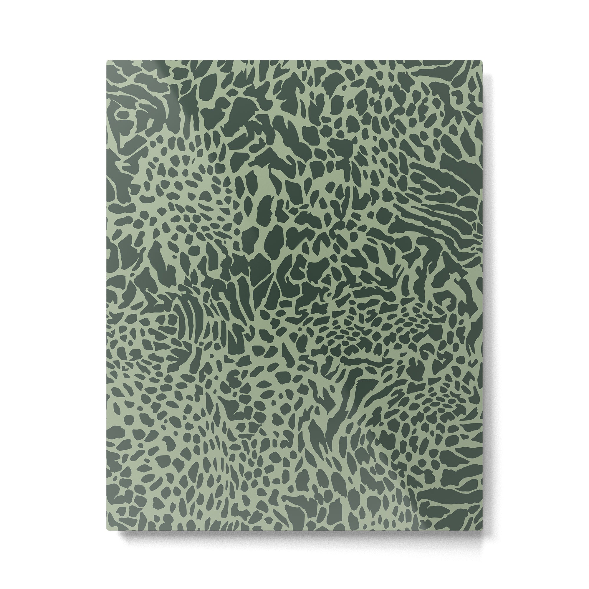 Leopard Print Pattern in Dark and Sage Green Metal Print | TeksDecor