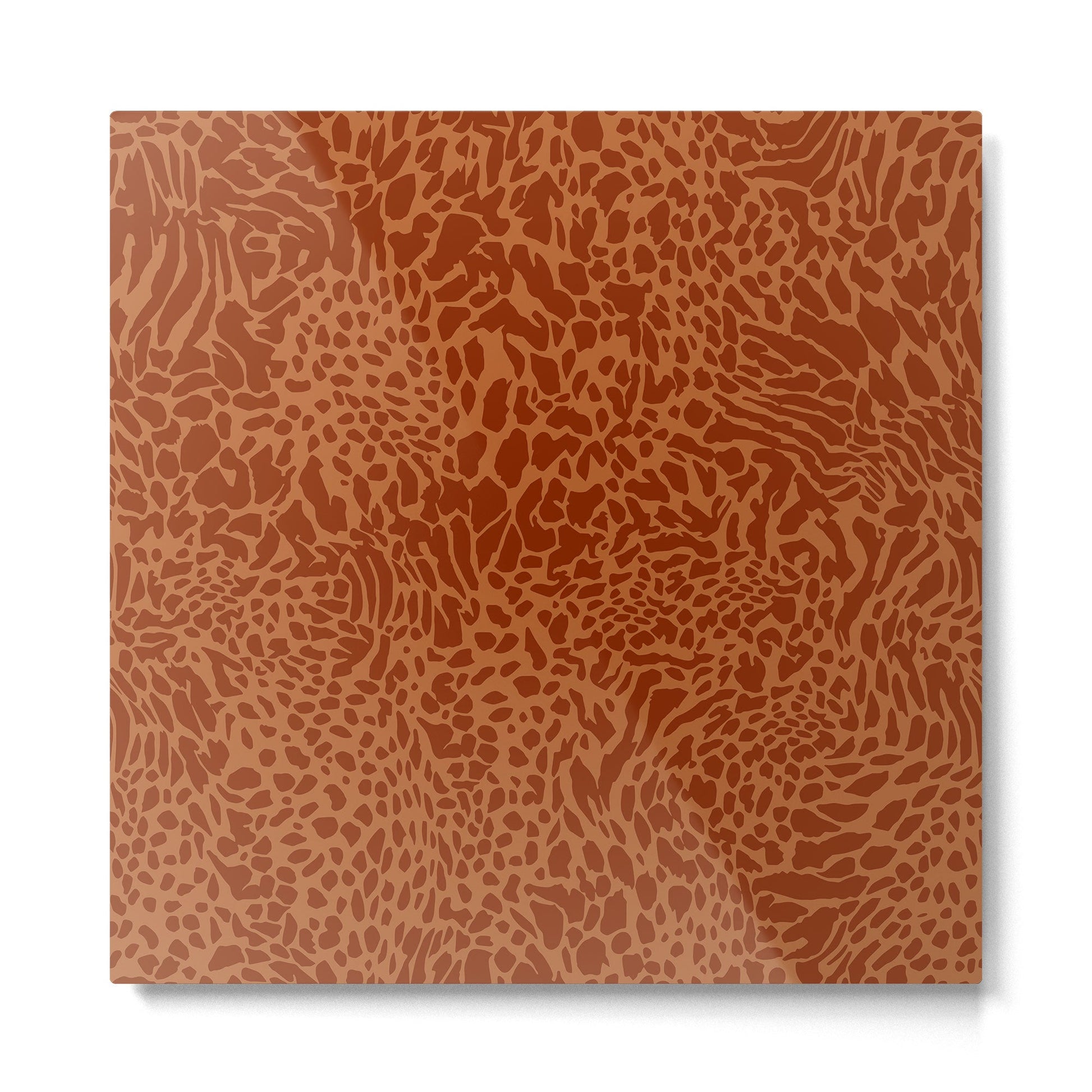 Leopard Print Pattern in Terracotta Metal Print | TeksDecor