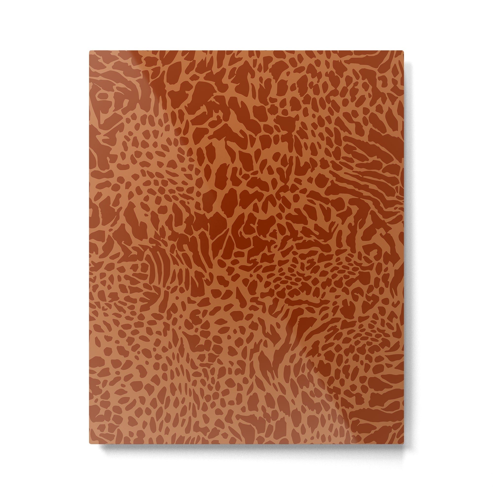 Leopard Print Pattern in Terracotta Metal Print | TeksDecor