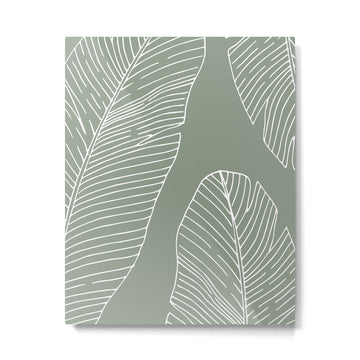 Line Drawing, Green, Palms Print, Boho Wall Art Metal Print | TeksDecor
