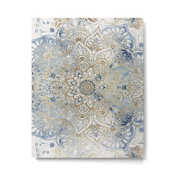 Mandala Flower, Blue and Gold, Floral Prints Metal Print | TeksDecor