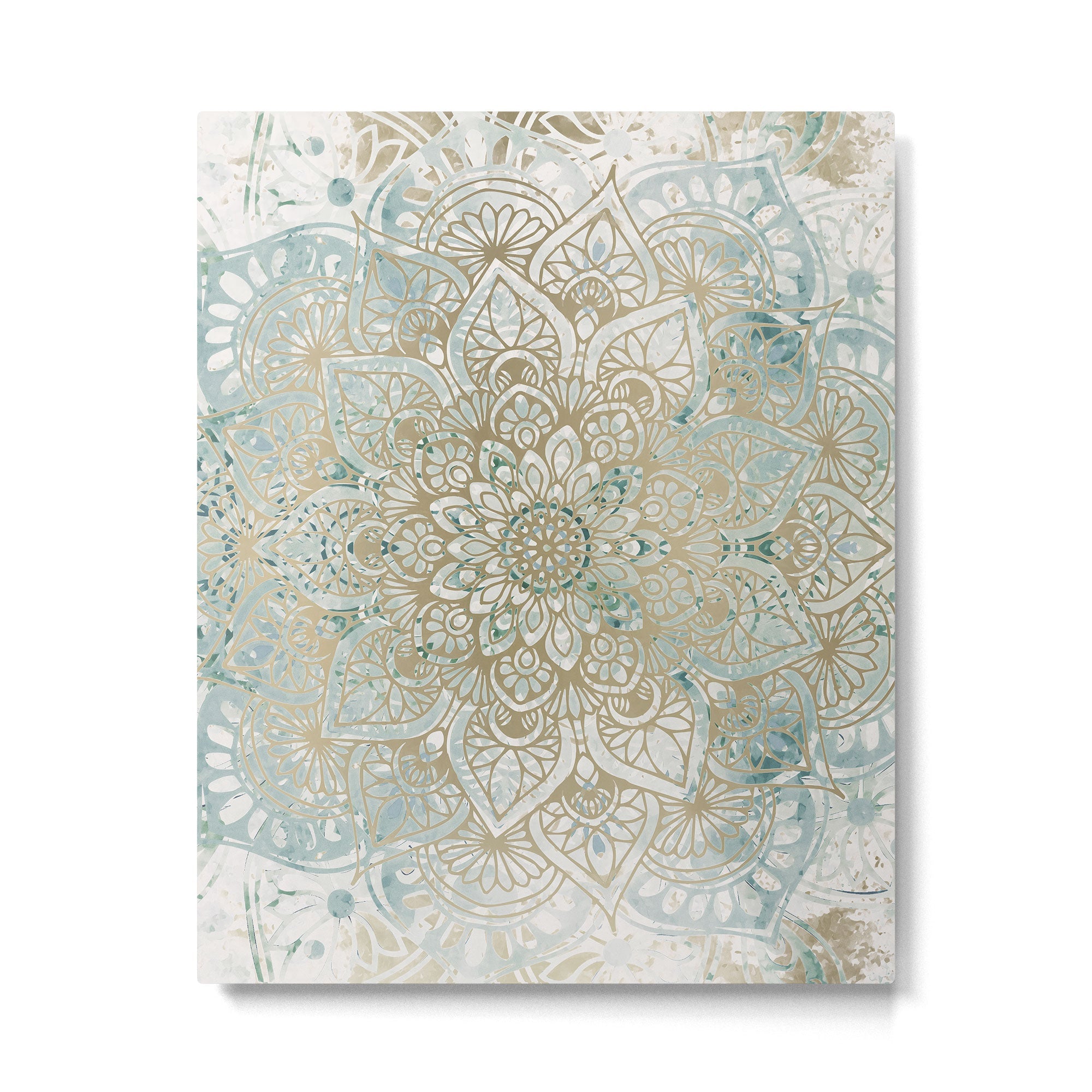 Mandala Flower, Teal and Gold, Floral Prints Metal Print | TeksDecor