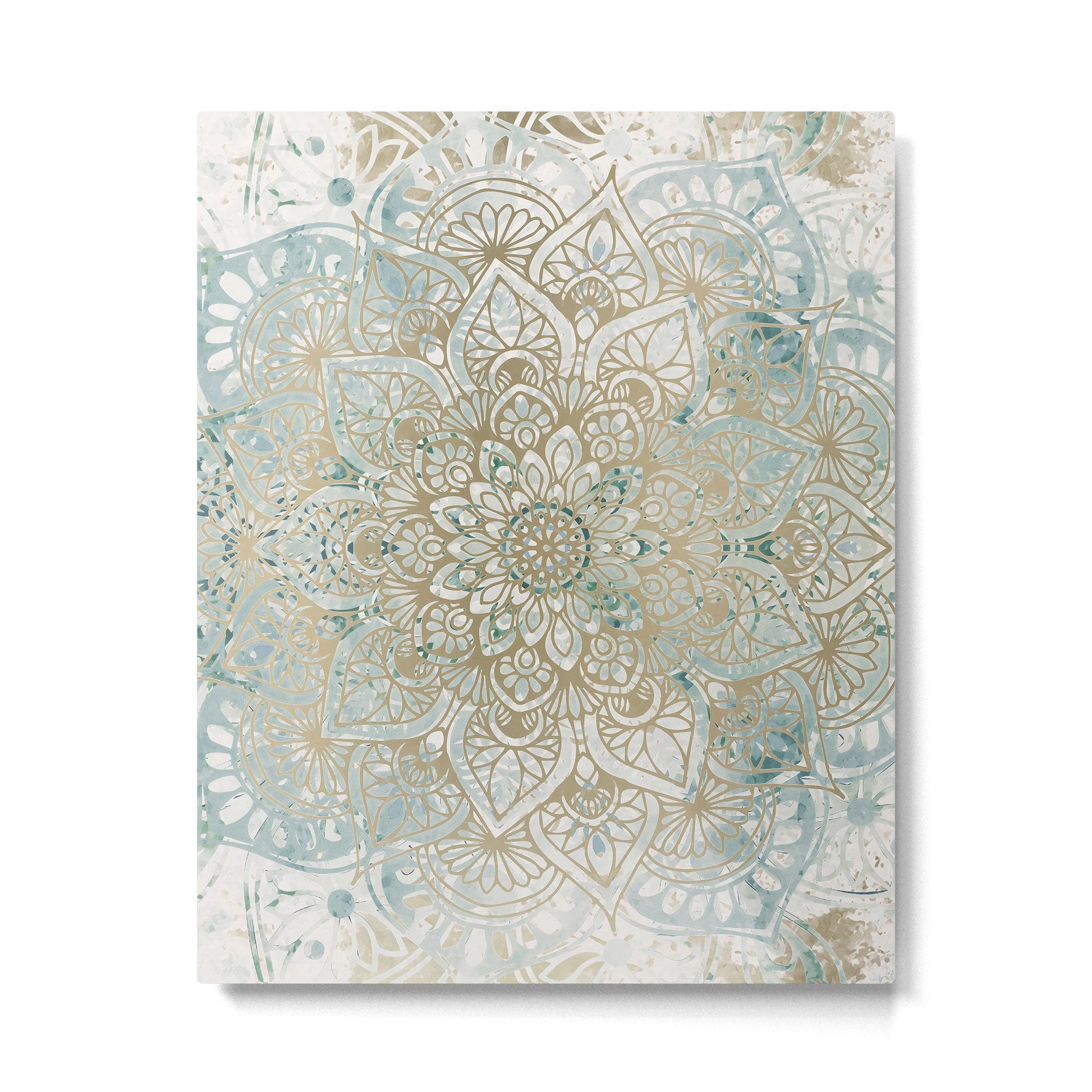 Mandala Flower, Teal and Gold, Floral Prints Metal Print | TeksDecor