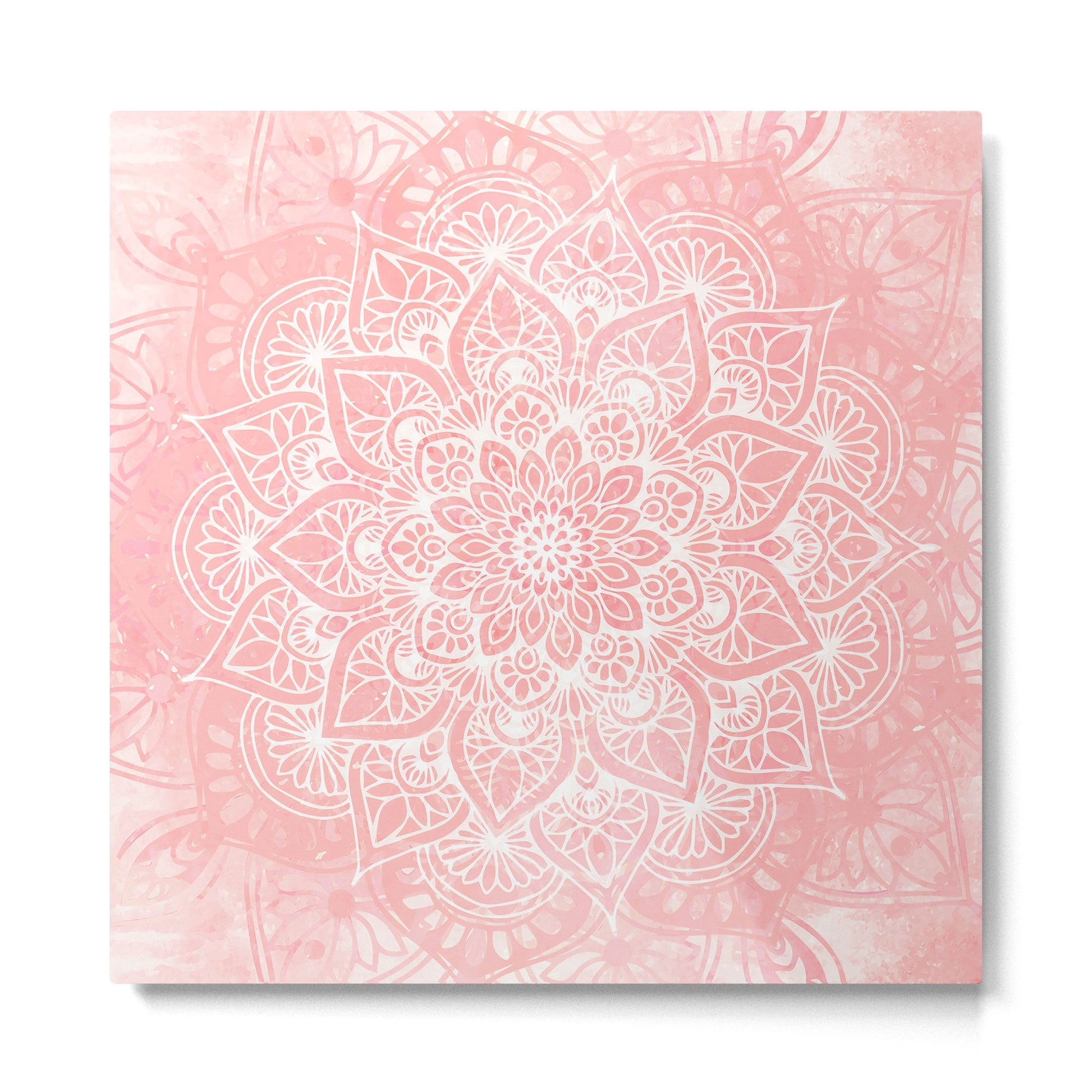 Mandala, Yoga Love, Coral, Wall Art Boho Metal Print | TeksDecor