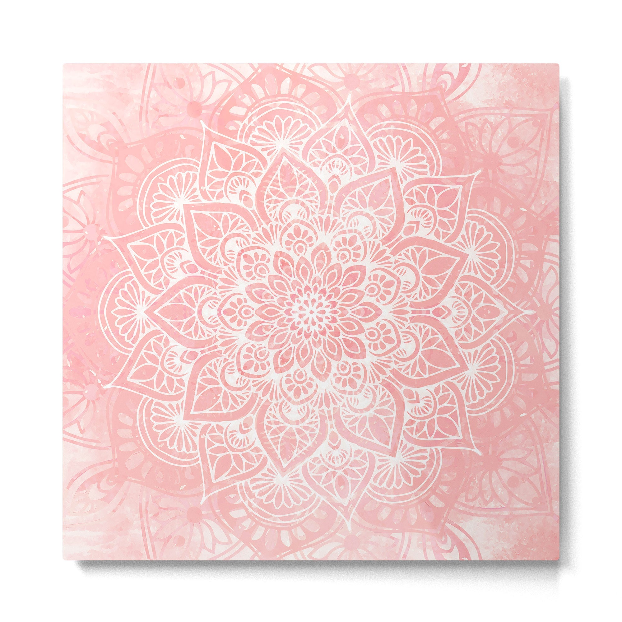 Mandala, Yoga Love, Coral, Wall Art Boho Metal Print | TeksDecor