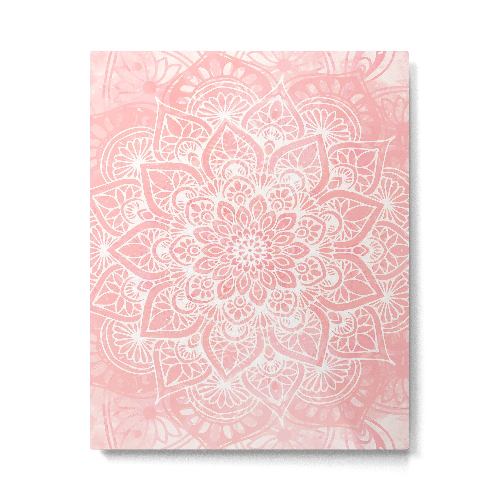 Mandala, Yoga Love, Coral, Wall Art Boho Metal Print | TeksDecor
