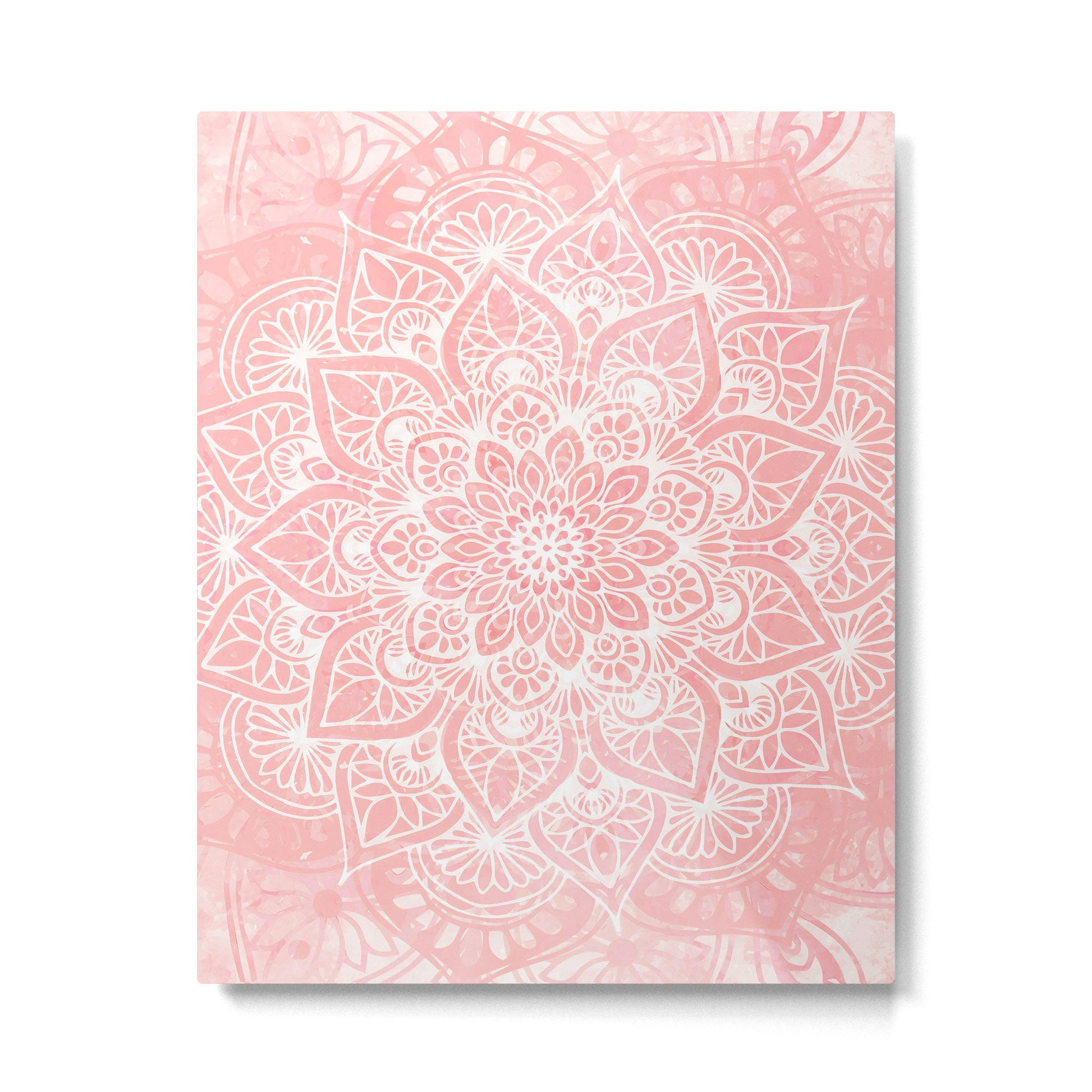 Mandala, Yoga Love, Coral, Wall Art Boho Metal Print | TeksDecor