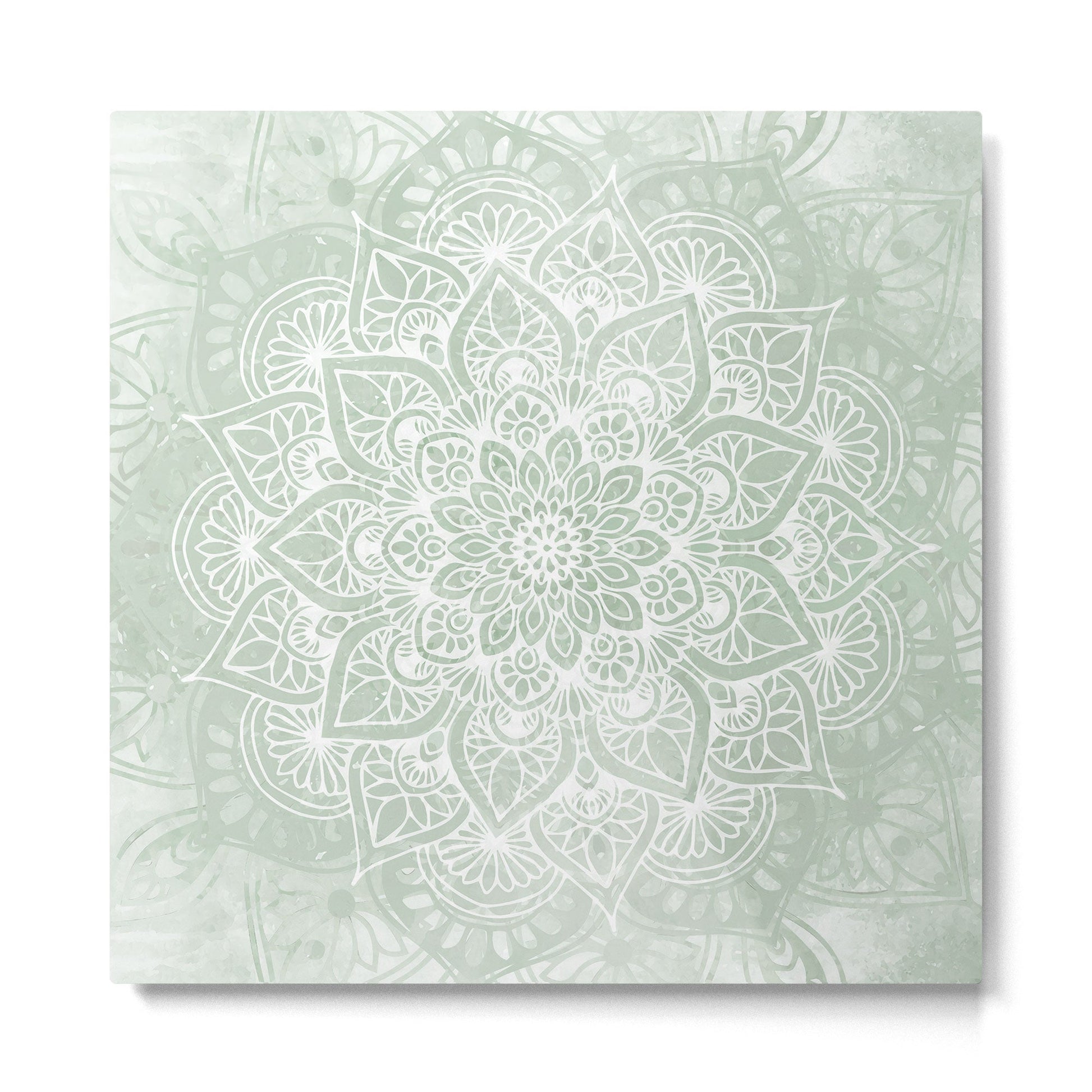 Mandala, Yoga Love, Sage Green, Boho Print Metal Print | TeksDecor