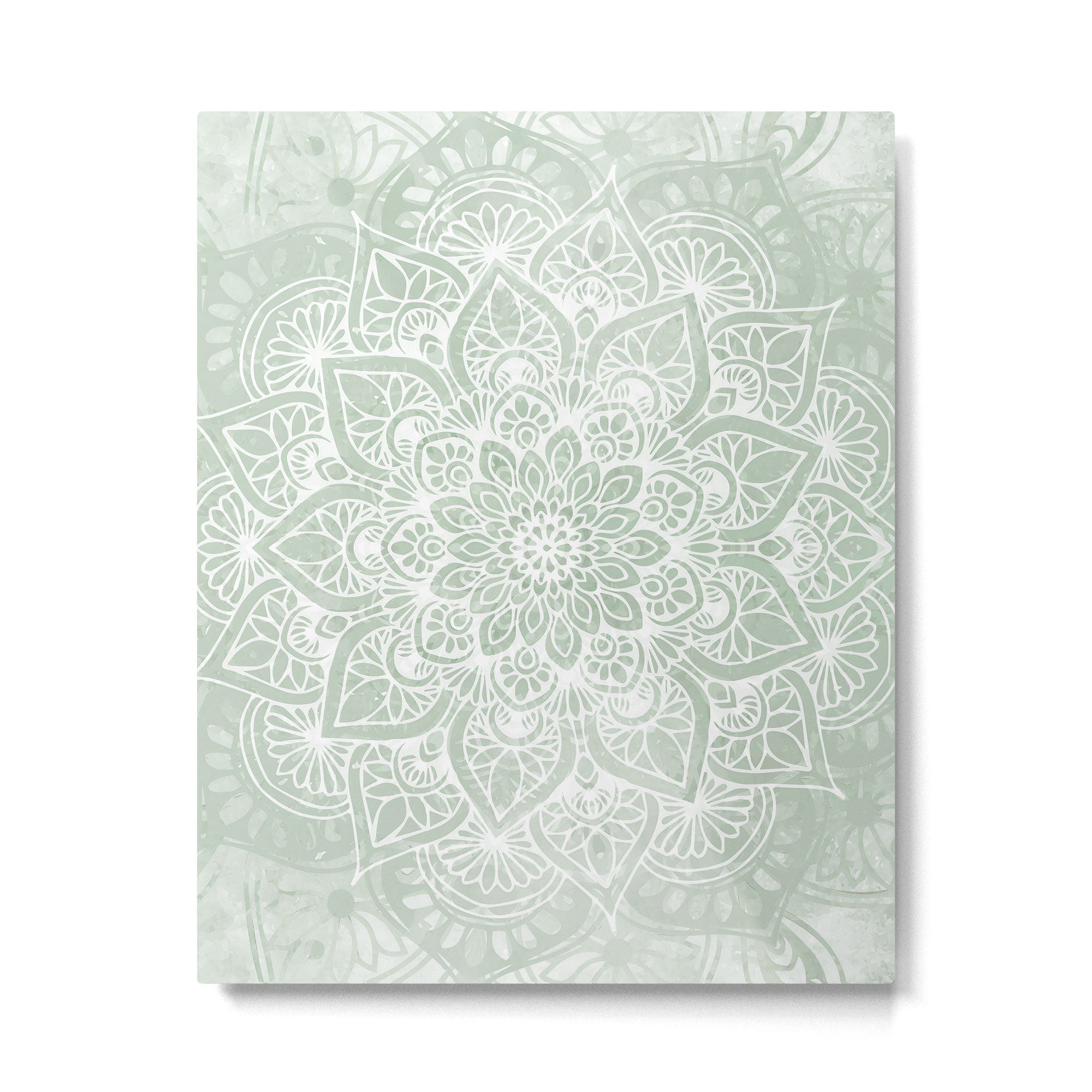 Mandala, Yoga Love, Sage Green, Boho Print Metal Print | TeksDecor