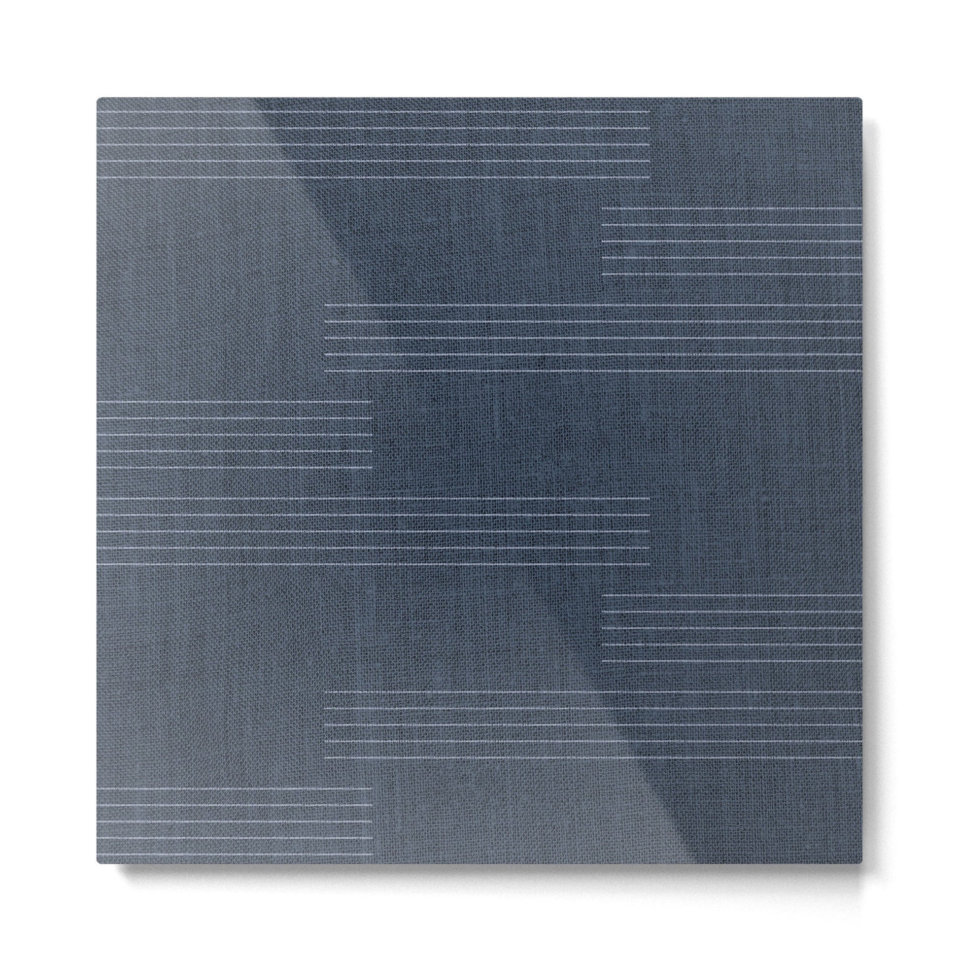 Minimal Striped Pattern, Navy Blue Metal Print | TeksDecor