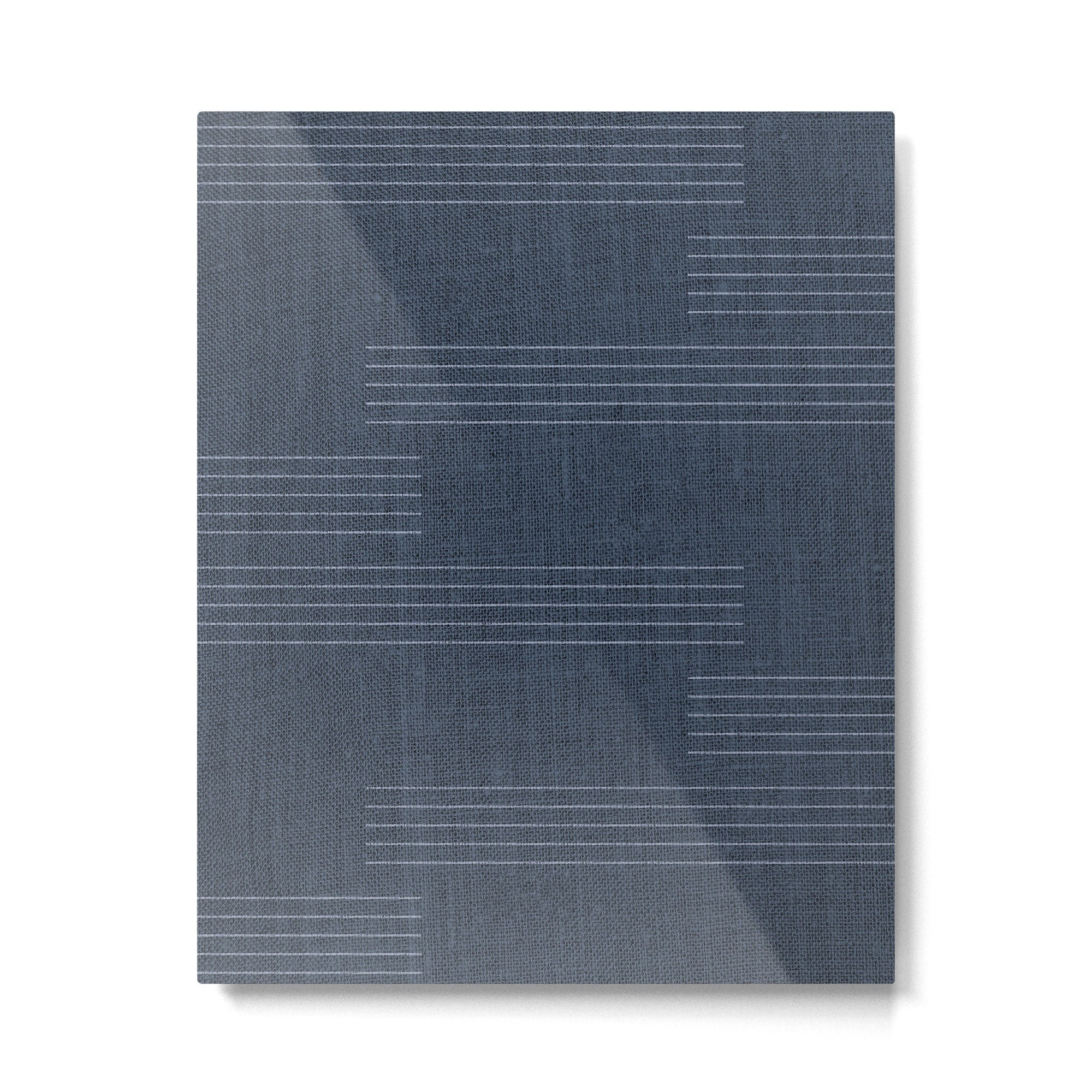 Minimal Striped Pattern, Navy Blue Metal Print | TeksDecor