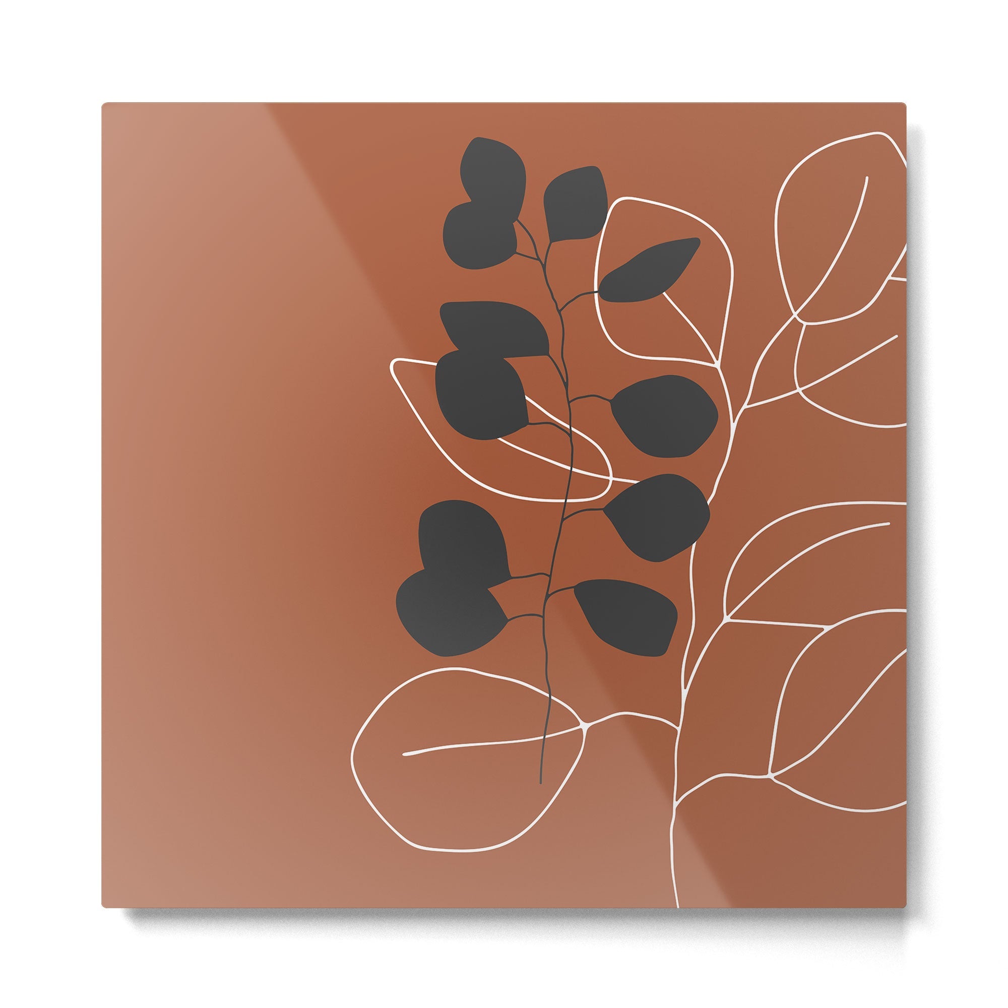 Minimalist Leaf Floral Metal Print | TeksDecor