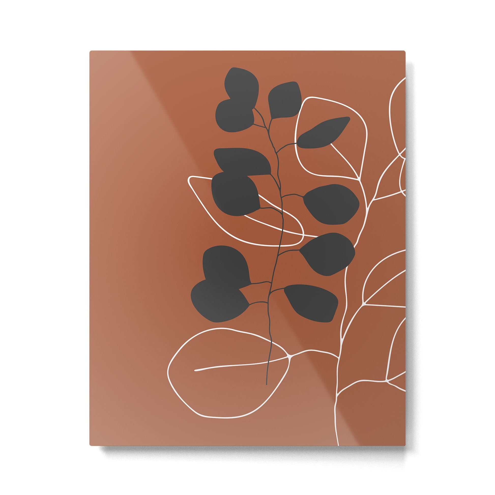 Minimalist Leaf Floral Metal Print | TeksDecor