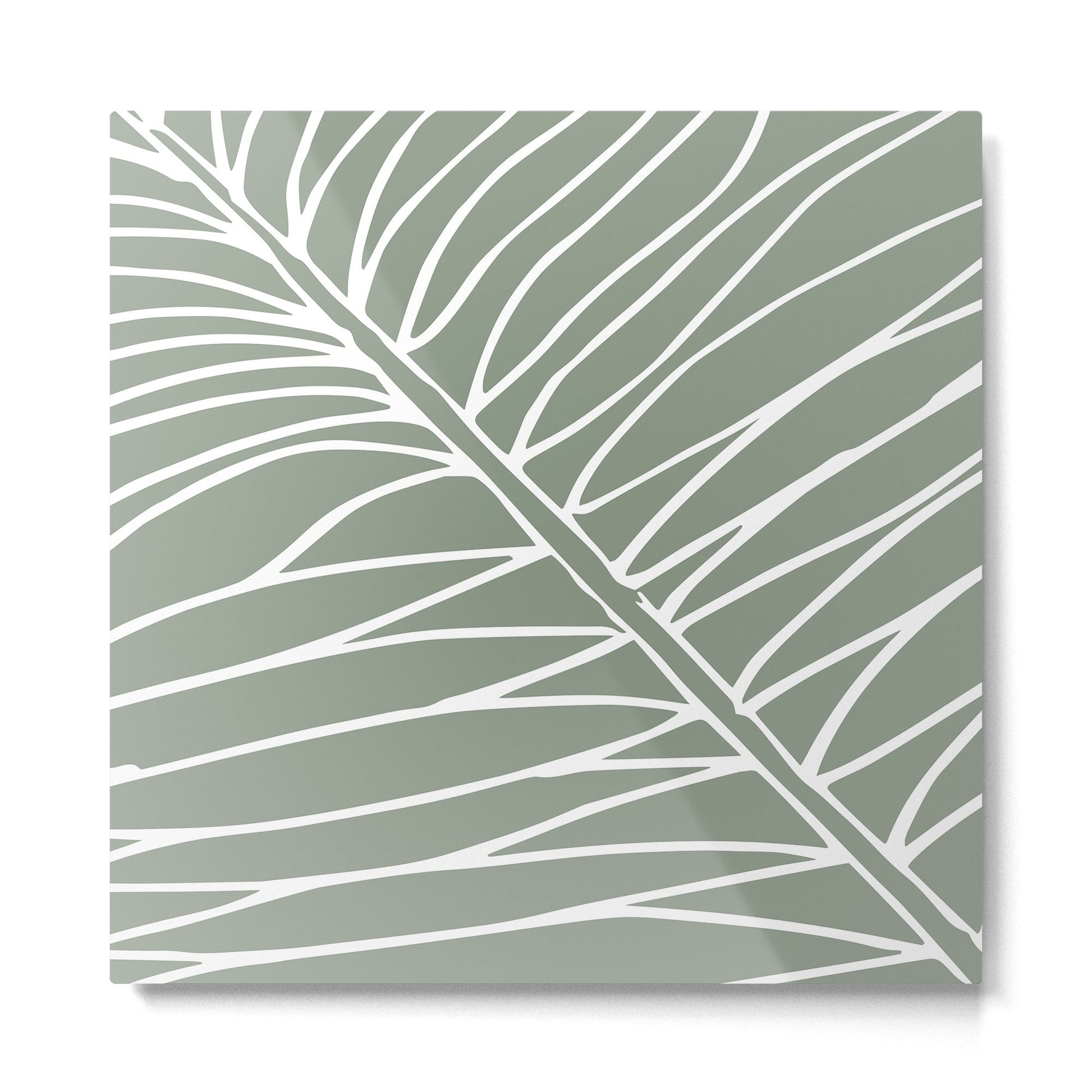 Minimalist, Tropical Leaf, Green, Boho Wall Art Metal Print | TeksDecor
