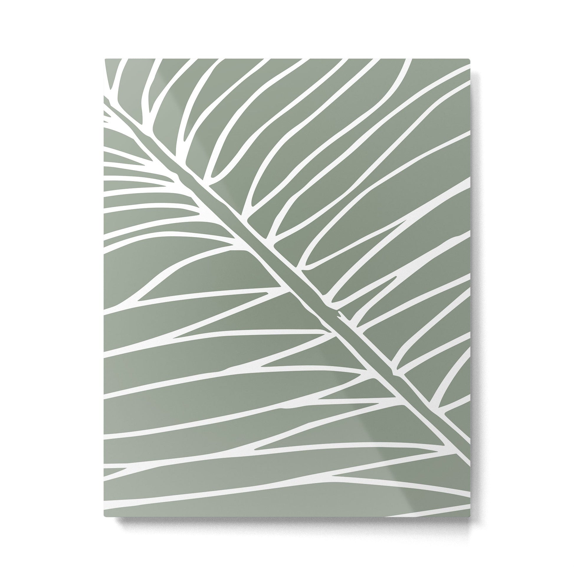 Minimalist, Tropical Leaf, Green, Boho Wall Art Metal Print | TeksDecor