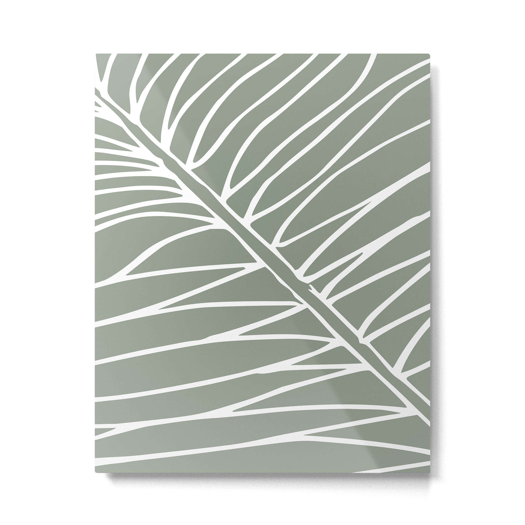 Minimalist, Tropical Leaf, Green, Boho Wall Art Metal Print | TeksDecor