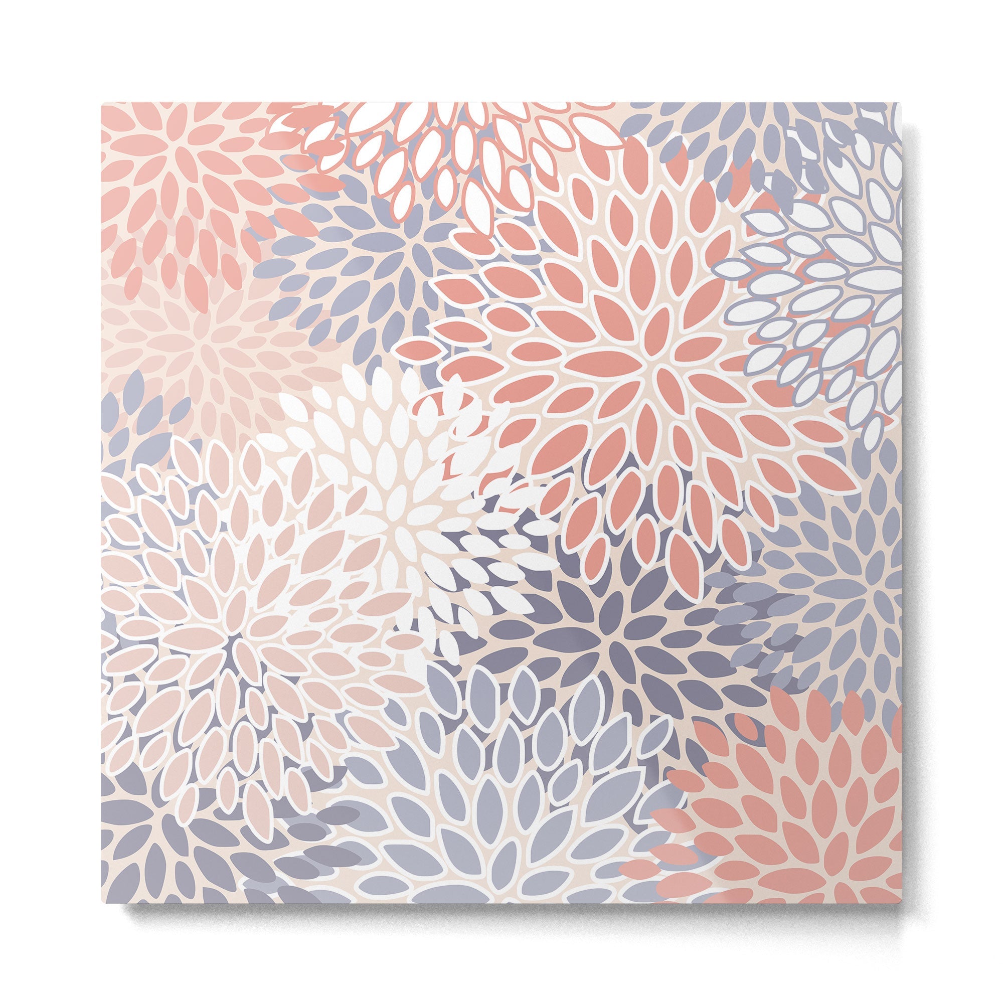 Modern Flowers Print, Coral, Pink and Purple Metal Print | TeksDecor