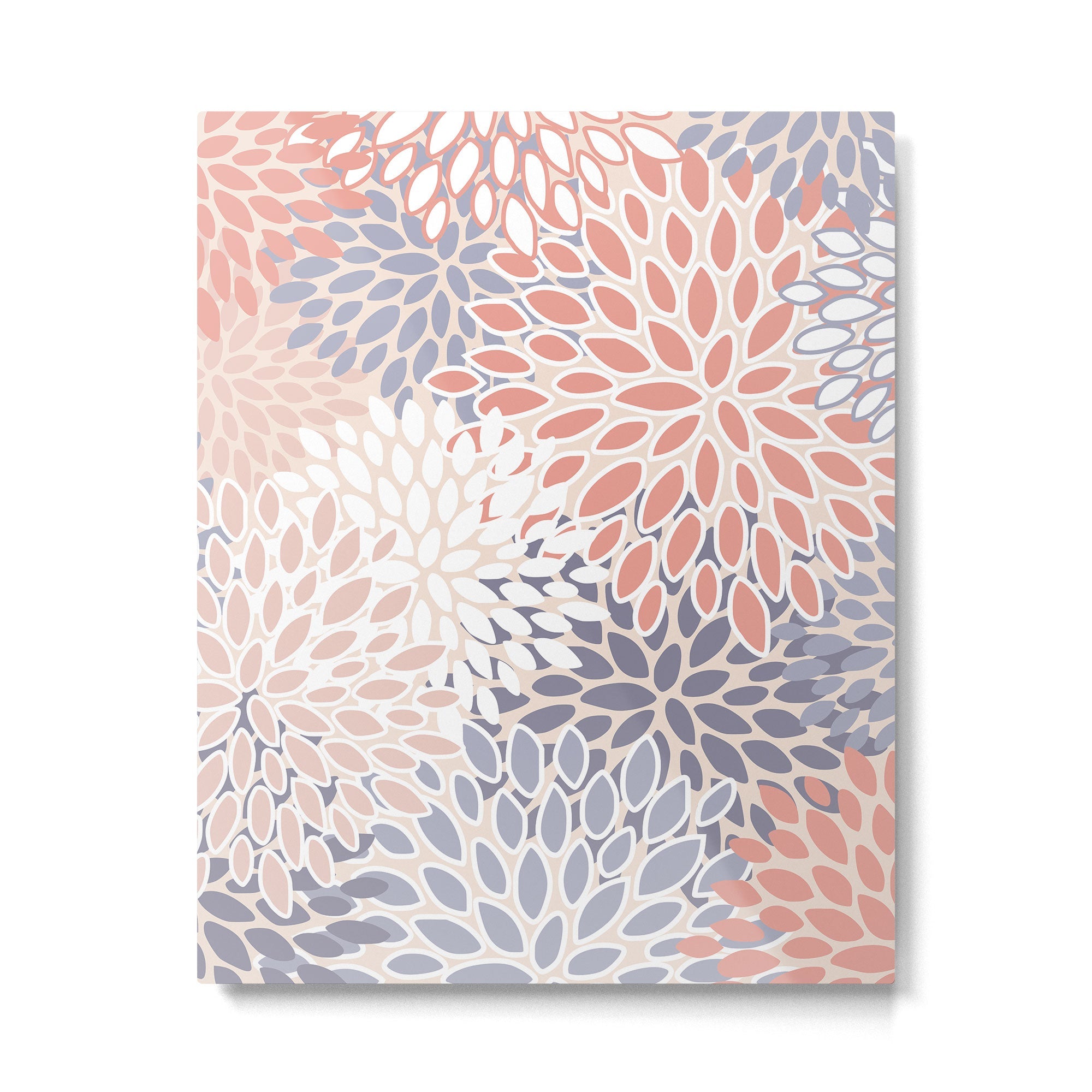 Modern Flowers Print, Coral, Pink and Purple Metal Print | TeksDecor