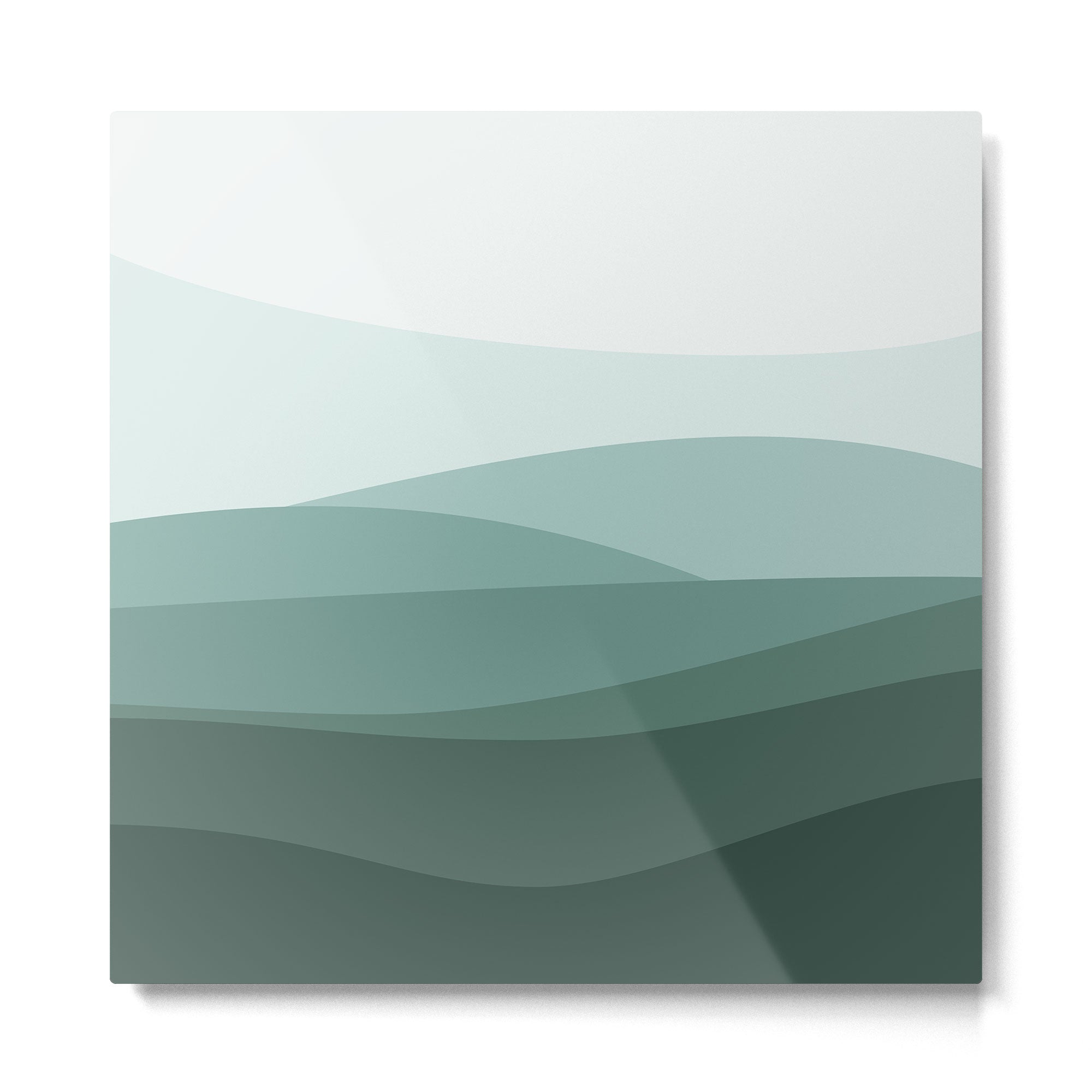 Mountain, Landscape, Green, Ombre Paintings Metal Print | TeksDecor