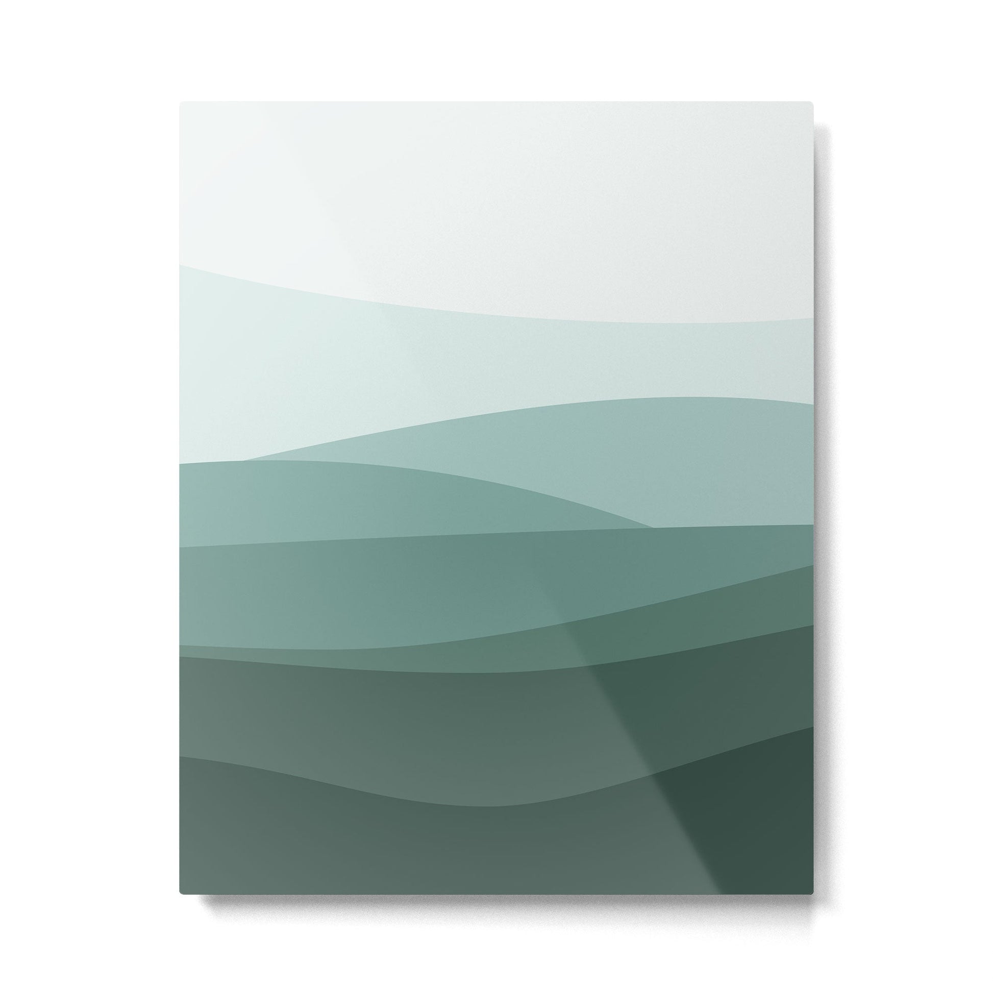 Mountain, Landscape, Green, Ombre Paintings Metal Print | TeksDecor