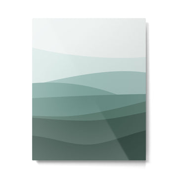 Mountain, Landscape, Green, Ombre Paintings Metal Print | TeksDecor