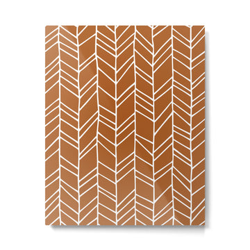 Rustic Herringbone in Clay Terracotta Metal Print | TeksDecor