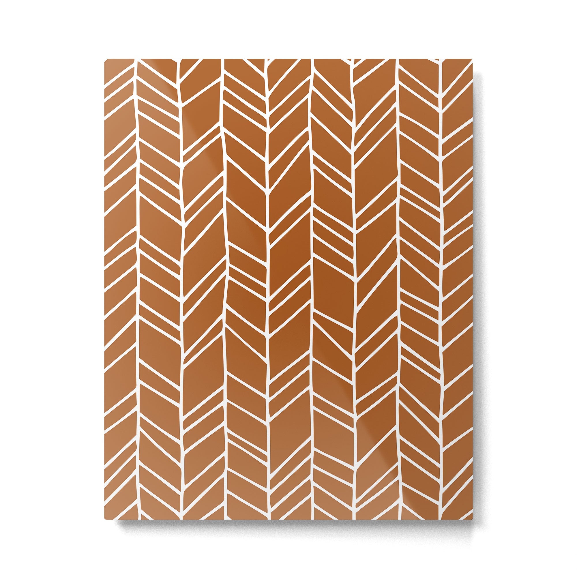 Rustic Herringbone in Clay Terracotta Metal Print | TeksDecor