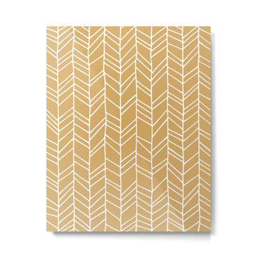 Rustic Herringbone in Mustard Yellow Metal Print | TeksDecor