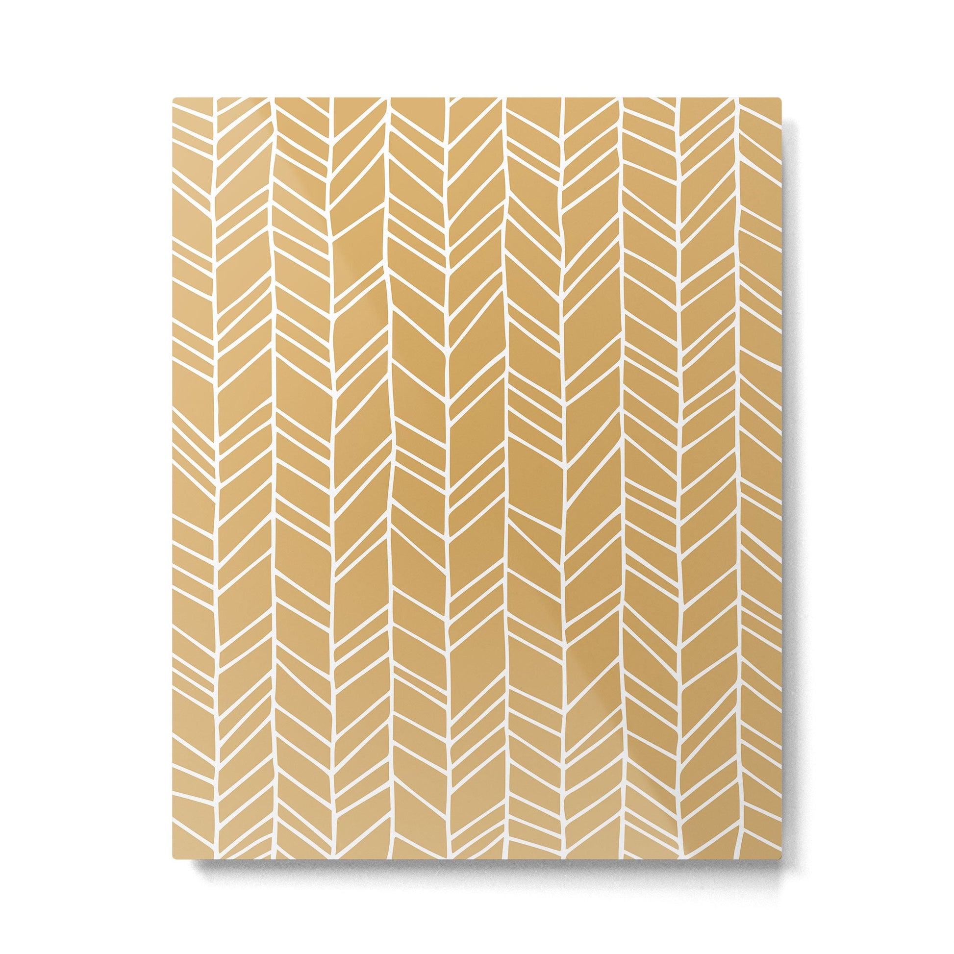 Rustic Herringbone in Mustard Yellow Metal Print | TeksDecor