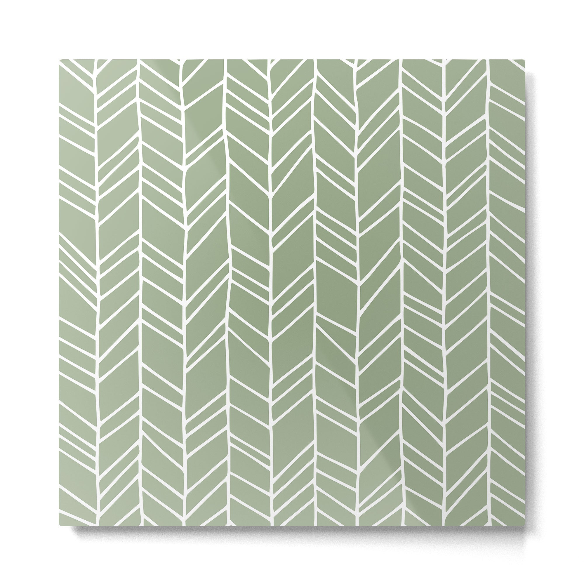 Rustic Herringbone in Sage Green Metal Print | TeksDecor
