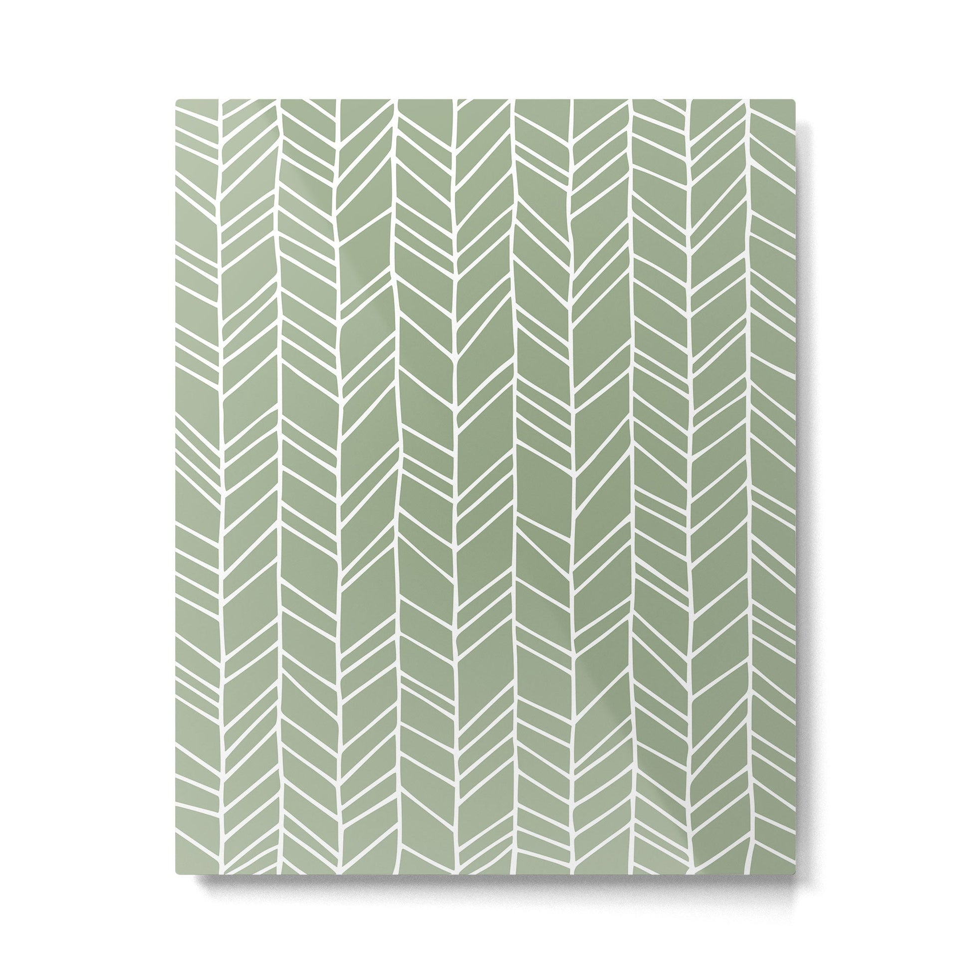 Rustic Herringbone in Sage Green Metal Print | TeksDecor