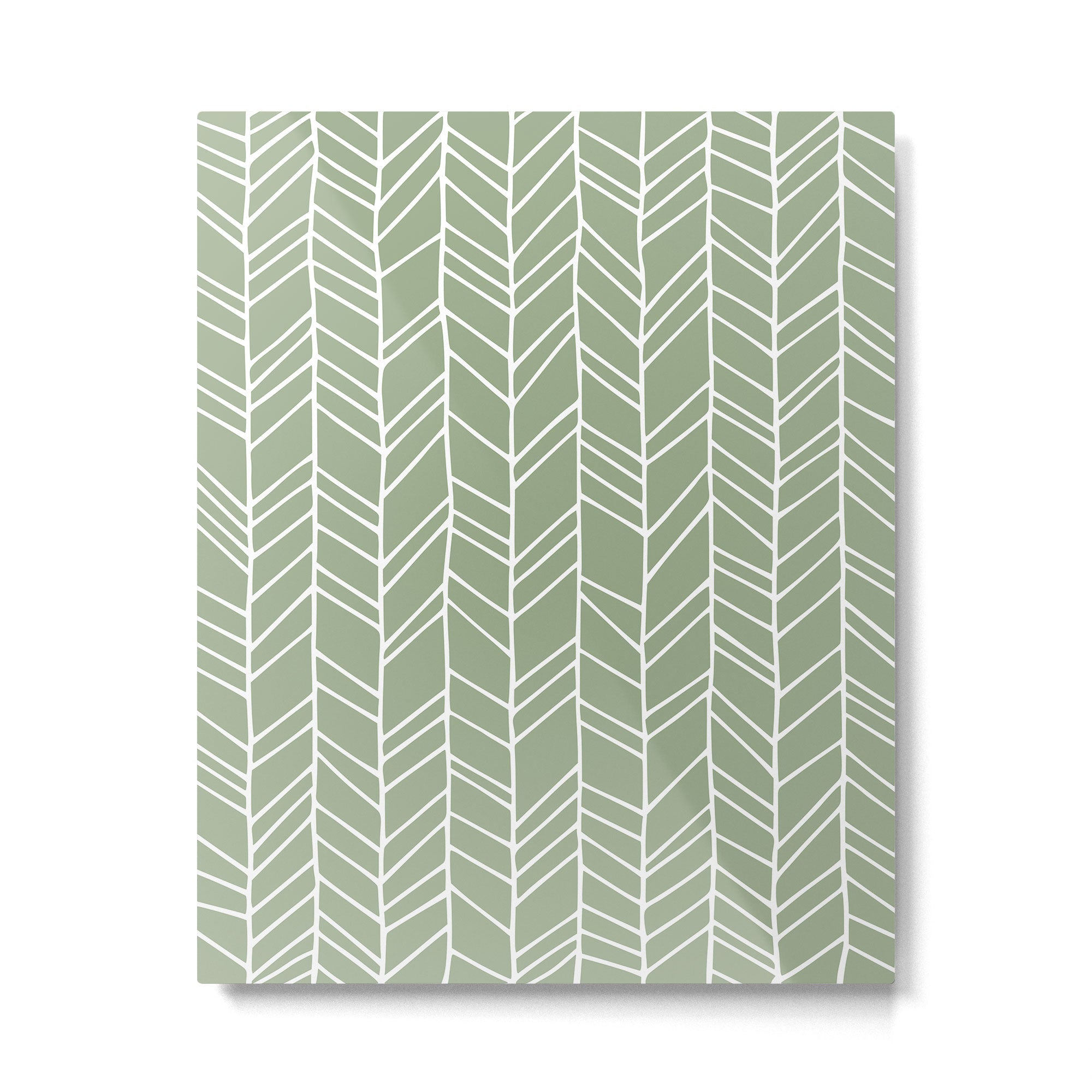 Rustic Herringbone in Sage Green Metal Print | TeksDecor