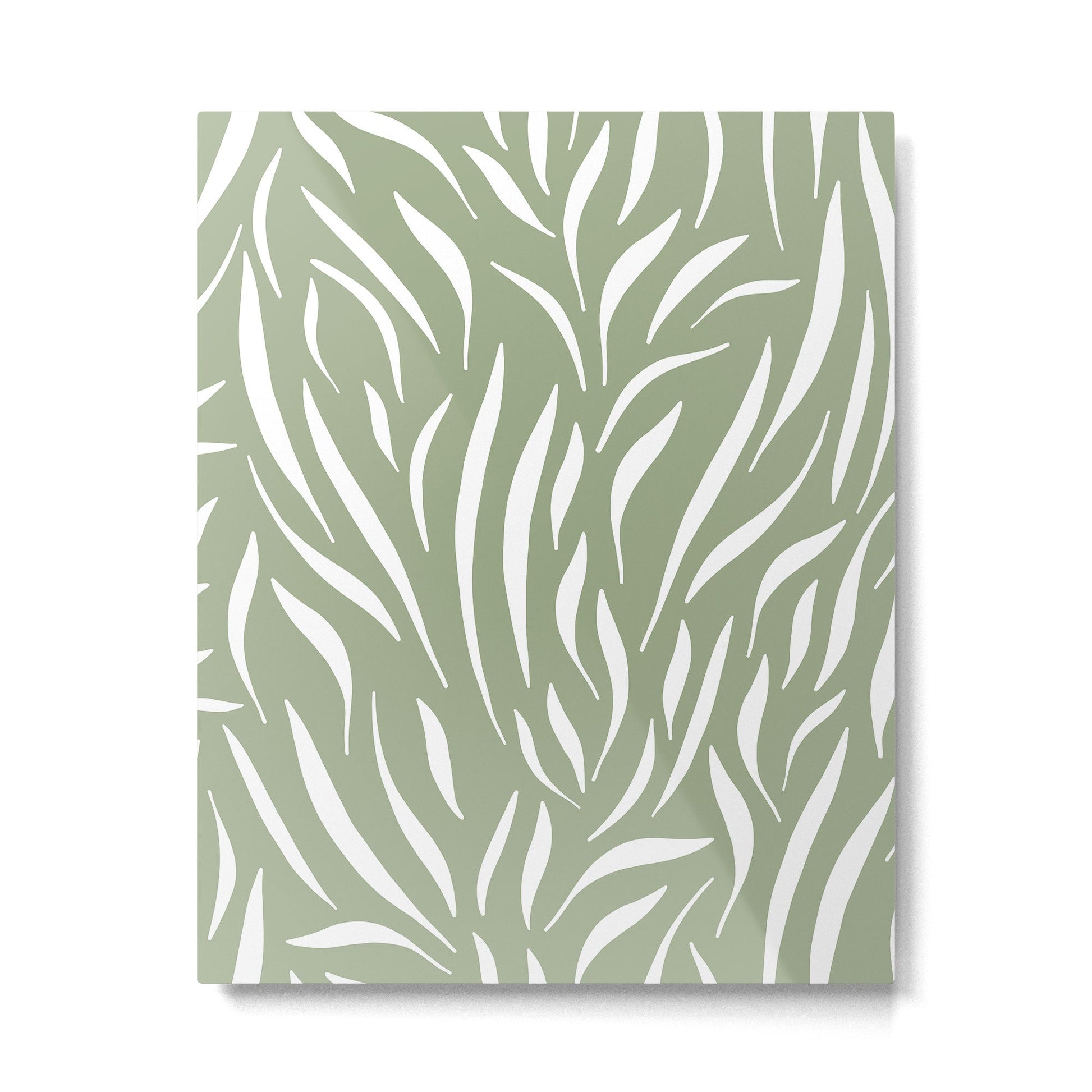 Sage Green Abstract Leaf Pattern Metal Print | TeksDecor