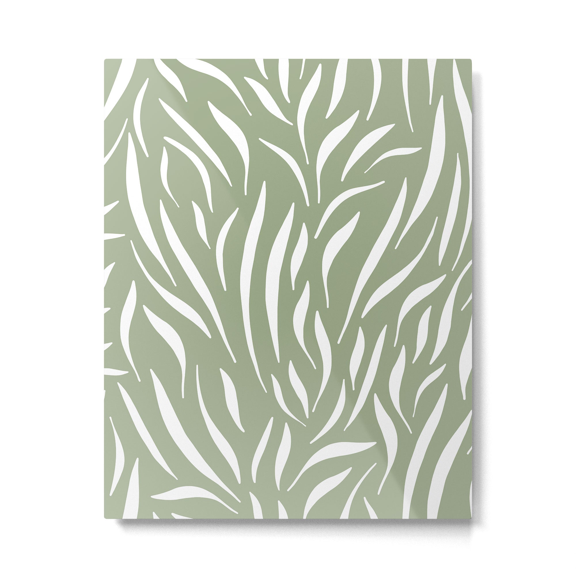 Sage Green Abstract Leaf Pattern Metal Print | TeksDecor