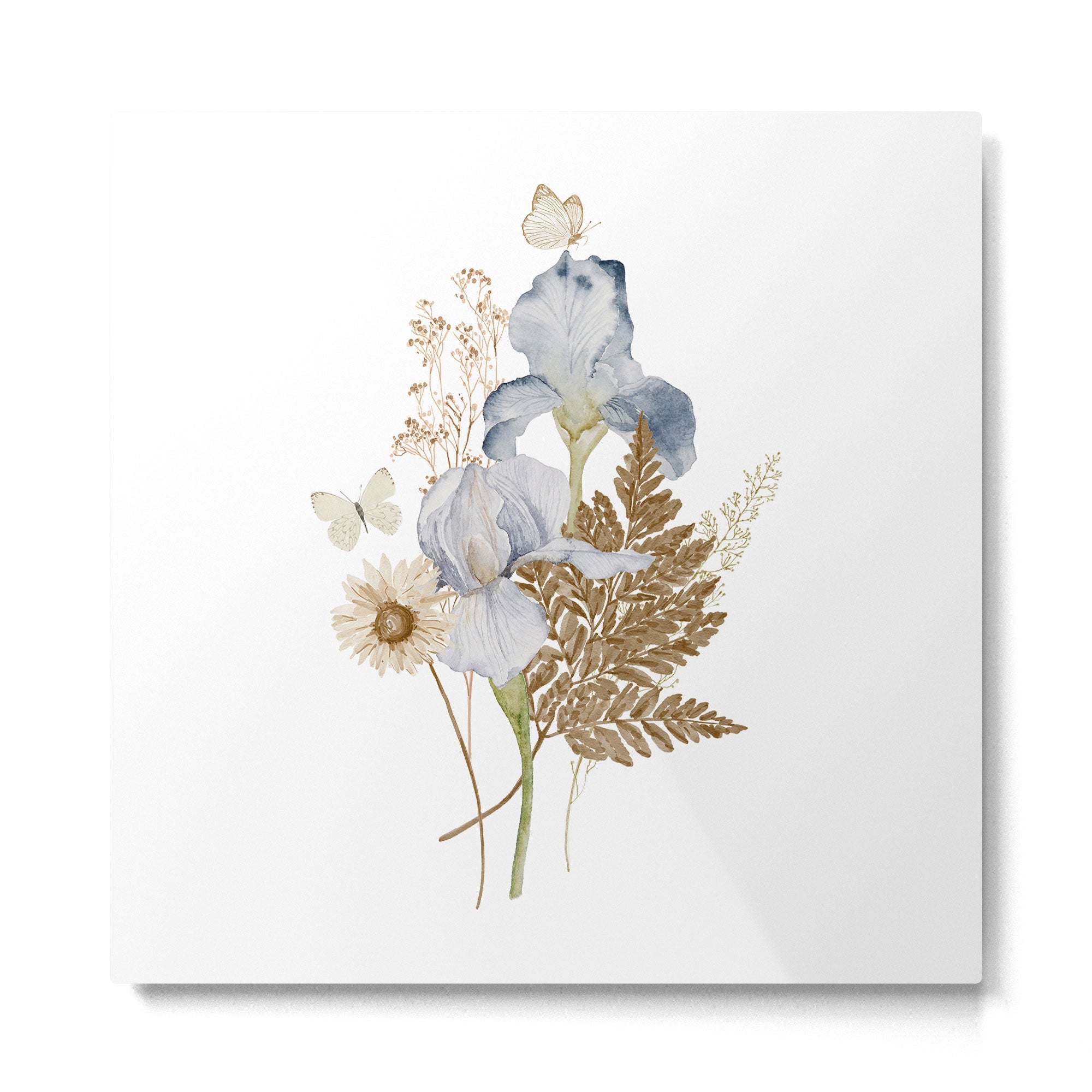 Soft Nature Floral and Butterflies Metal Print | TeksDecor