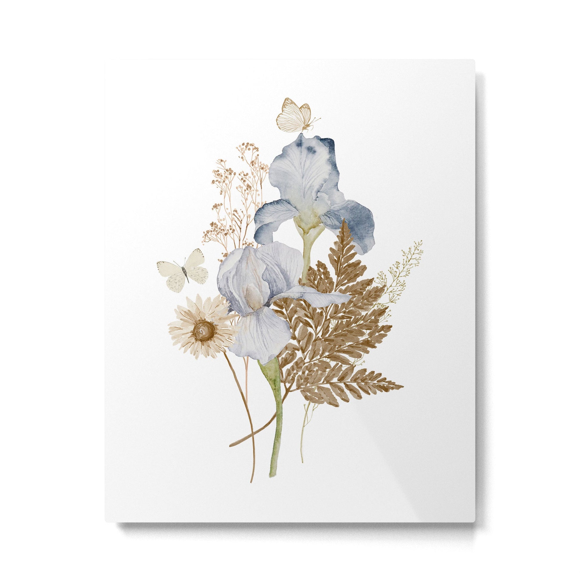 Soft Nature Floral and Butterflies Metal Print | TeksDecor