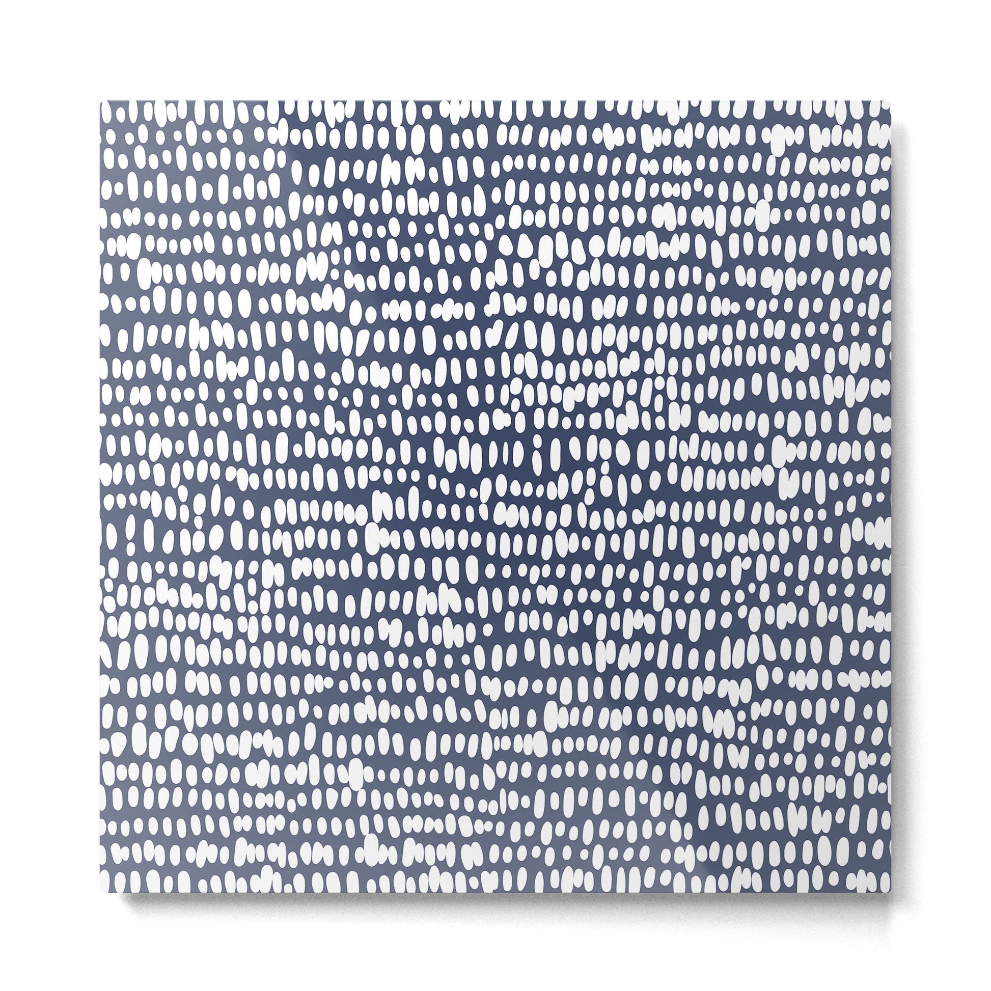 Spotted Preppy Dots Abstract in Navy Blue Metal Print | TeksDecor