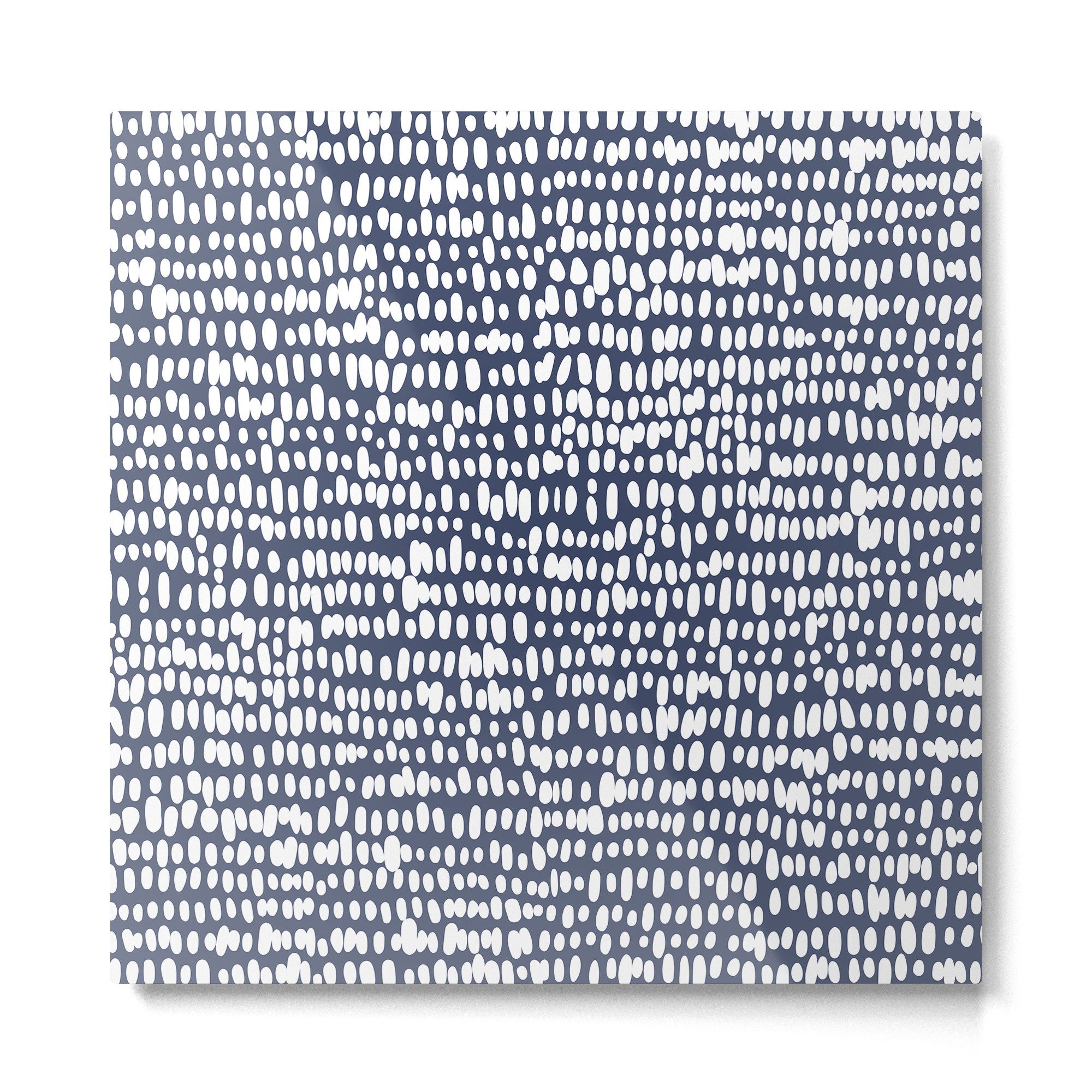 Spotted Preppy Dots Abstract in Navy Blue Metal Print | TeksDecor